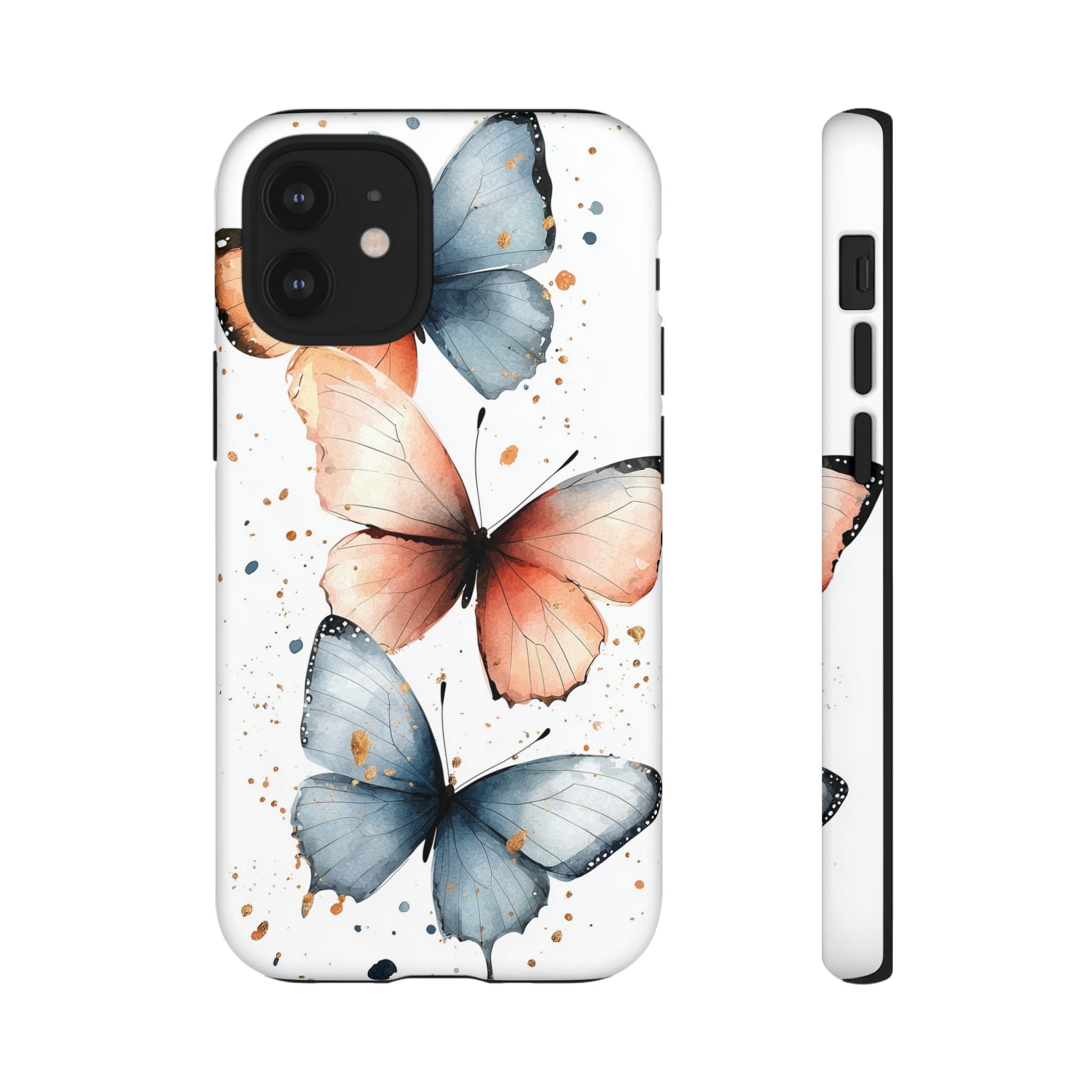 Watercolour Blue & Peach Butterfly Tough iPhone Case