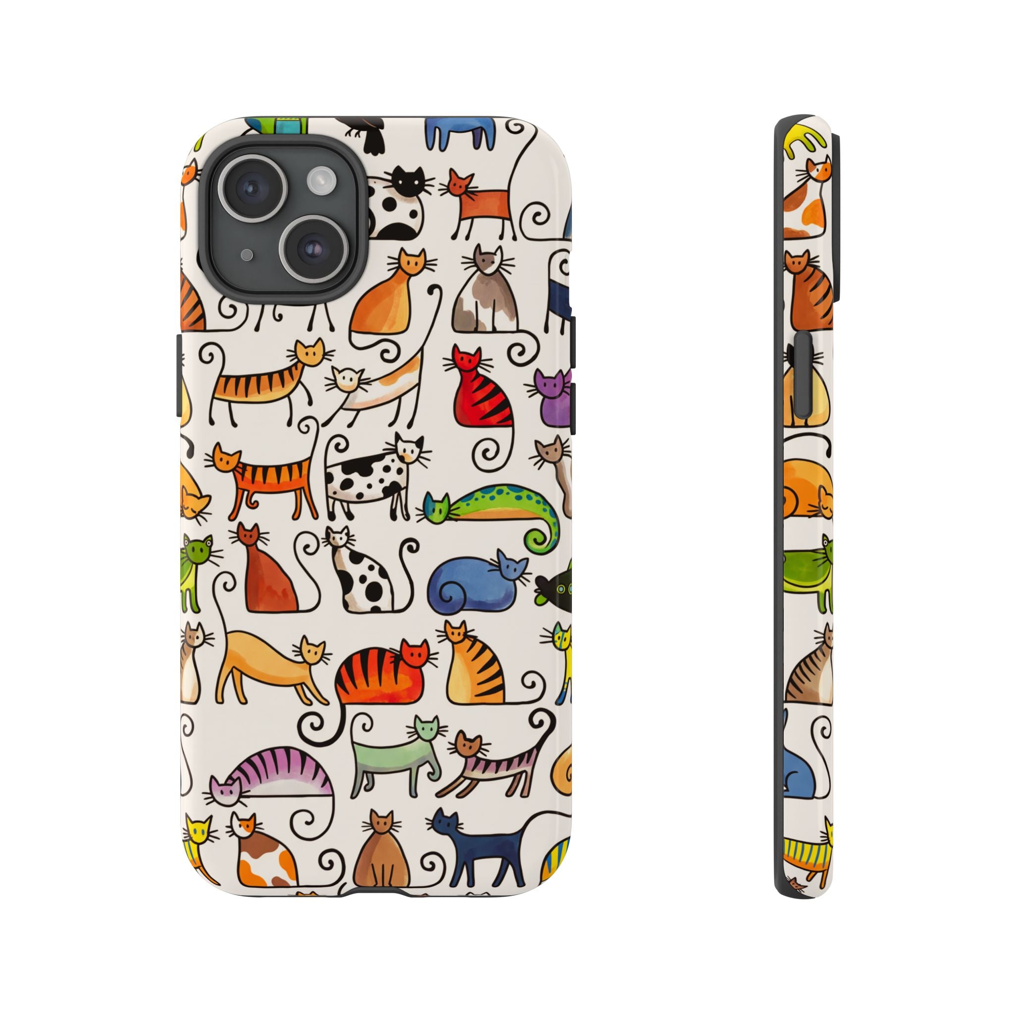 Cat Pattern Tough iPhone Case | Colourful Cartoon Cats