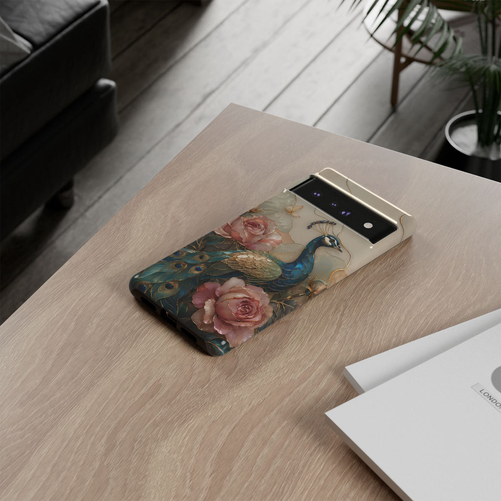 Peacock & Rose Google Pixel Phone Case | Vintage Floral Phone Case