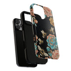Custodia Resistente per iPhone "Api Floreali" | Cover Protettiva Vintage Rose e Bombo