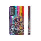 Cyclist Art Samsung Galaxy Phone Case | Colourful Drip Painting Tough Cases