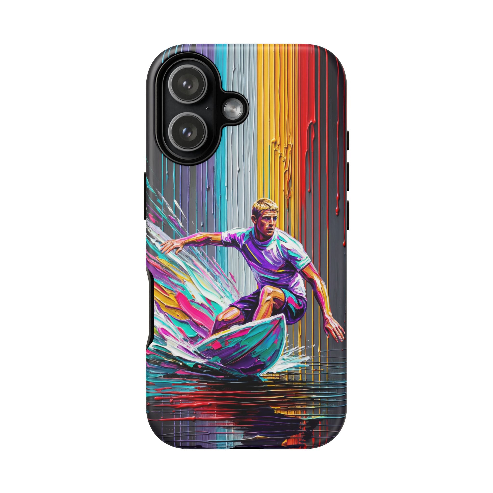 Surfing Art iPhone Case | Colourful Wave Surfer Protective Cover