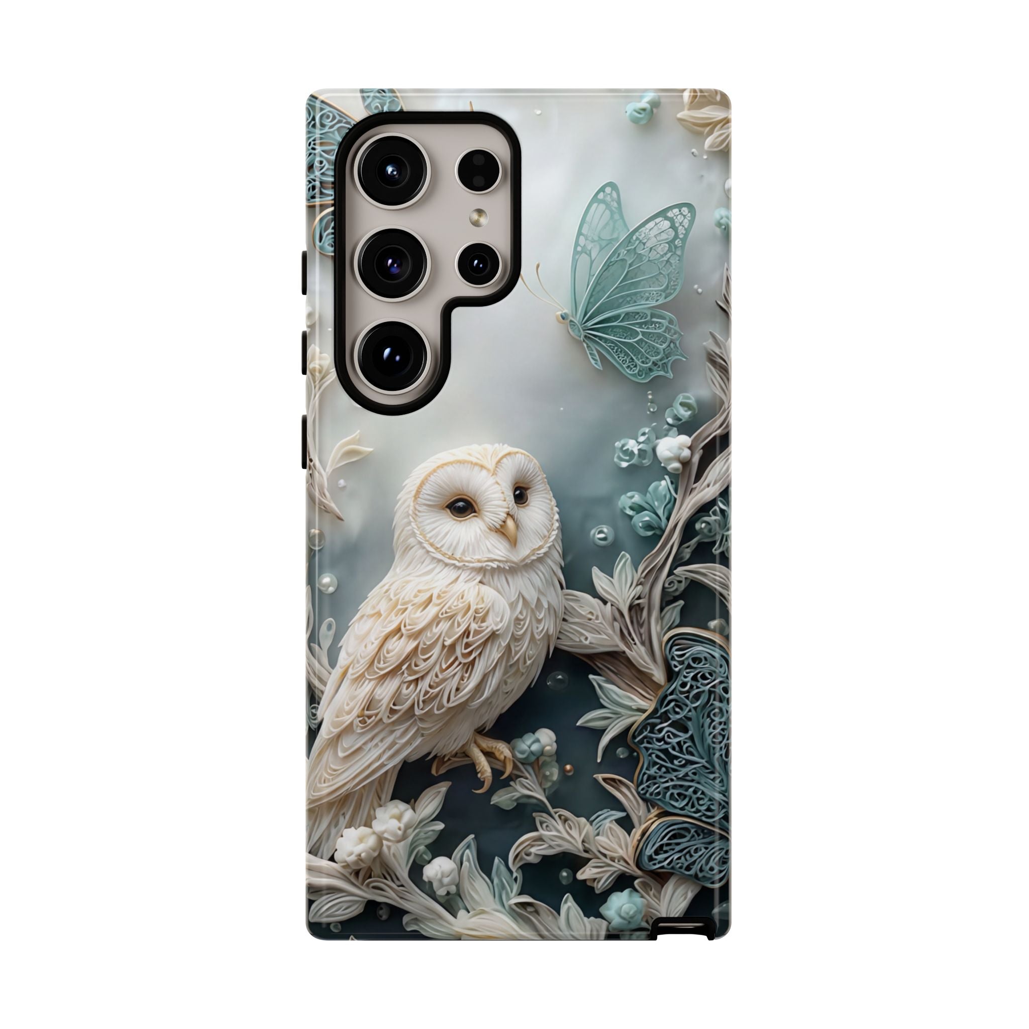 Barn Owl & Butterflies Tough Samsung Galaxy Case