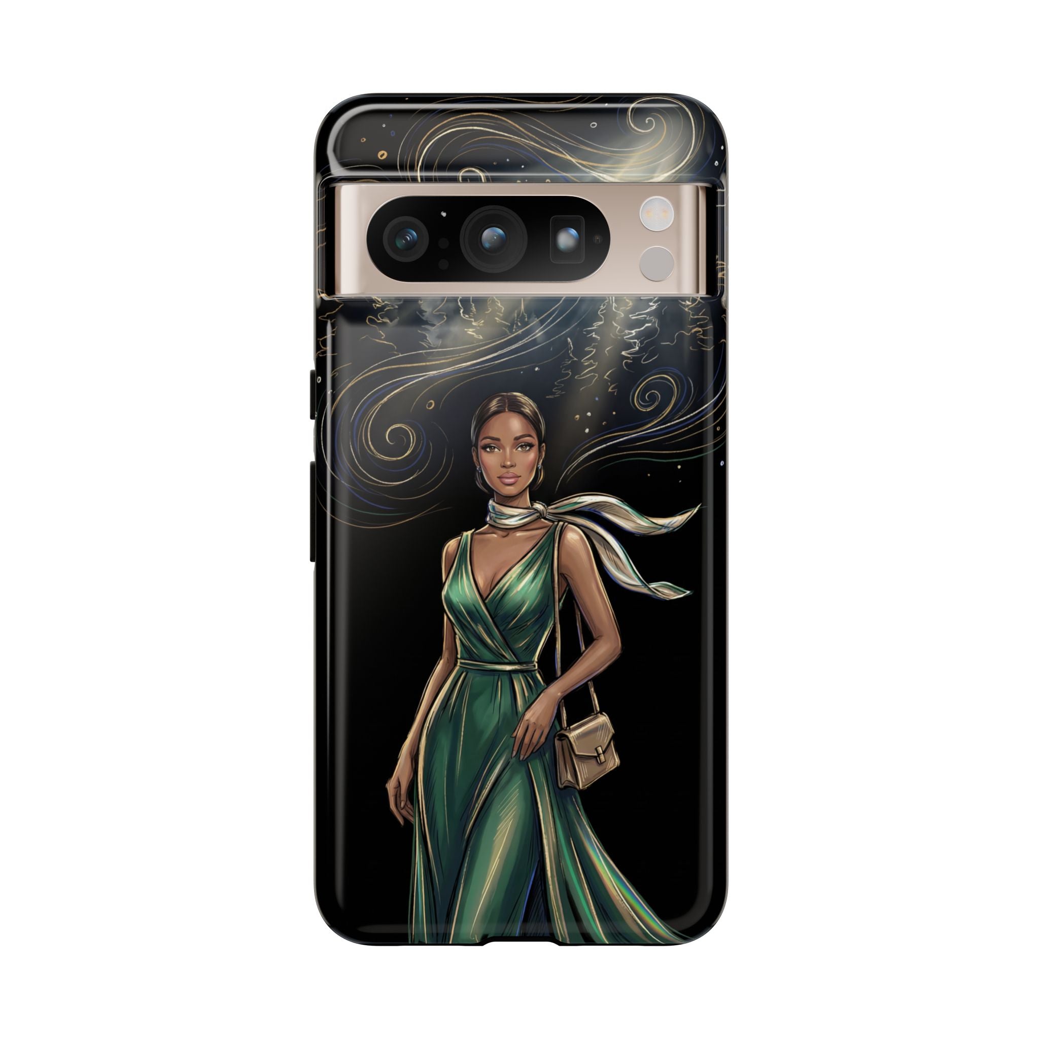 Elegant Woman in Green Dress Art Protective Tough Google Pixel Phone Case