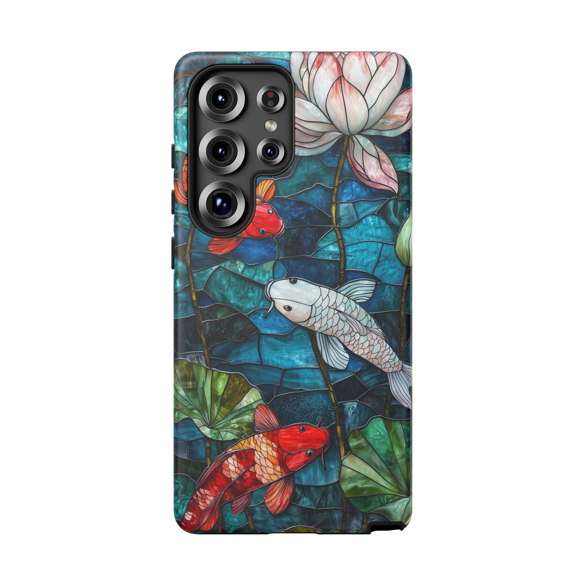 Koi Pond Tough Samsung Galaxy Case — Stained Glass Lotus & Koi Design