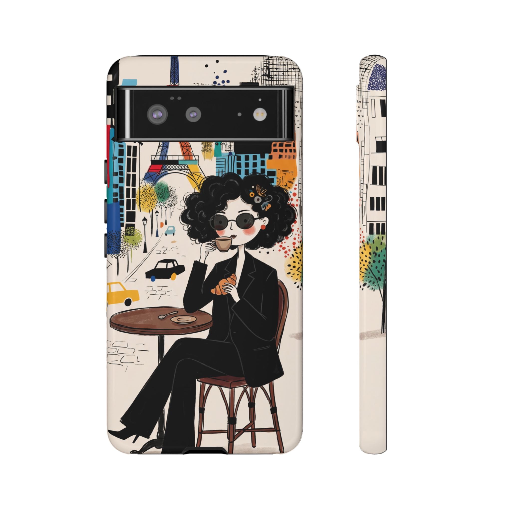 Paris Cafe Chic Google Pixel Phone Case | Stylish Woman Illustration iPhone Cover