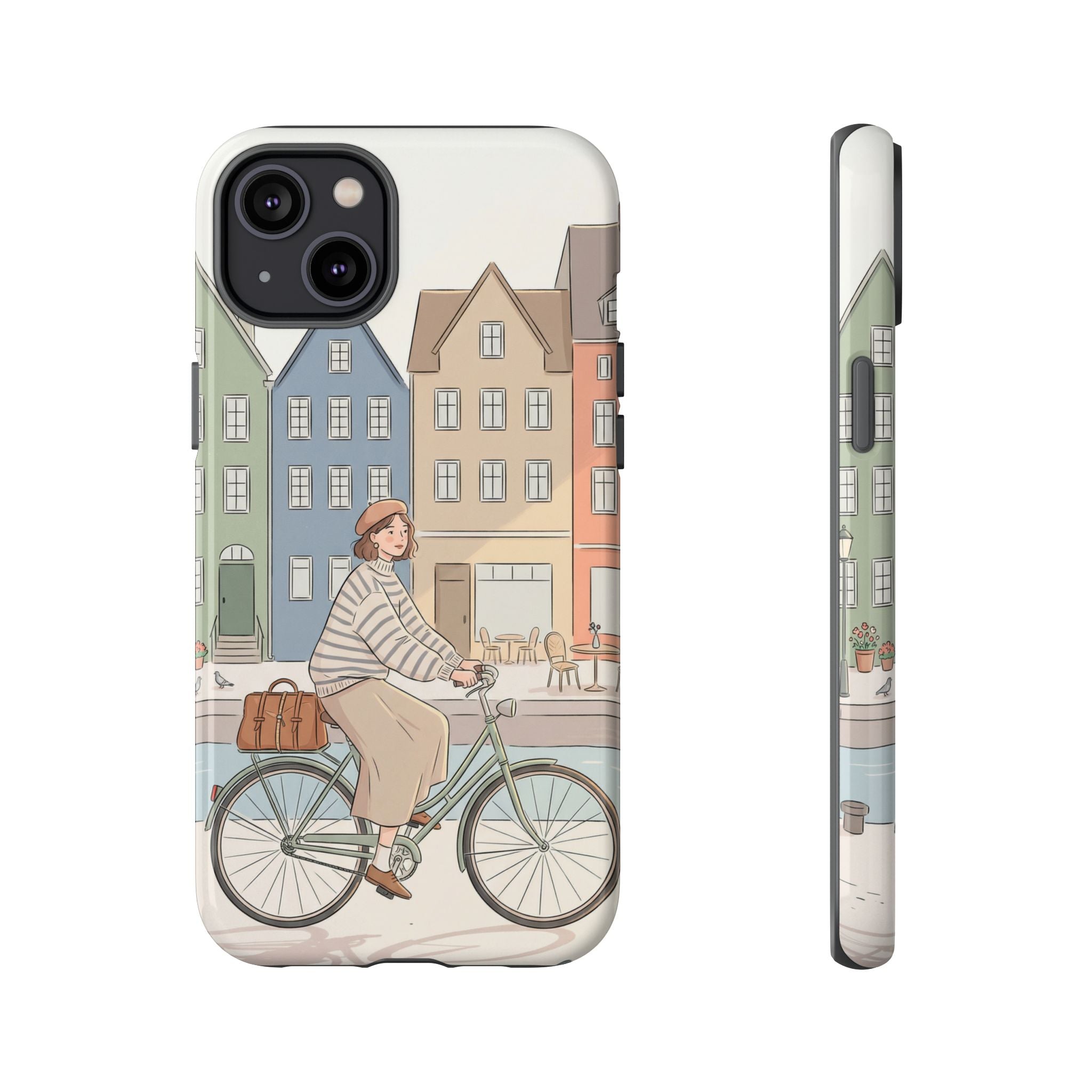 City Bike iPhone Case | Cozy European Street Illustration Tough Cases