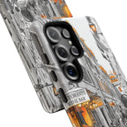 Italy Street Samsung Galaxy Case | Black & White Cityscape with Orange Accents