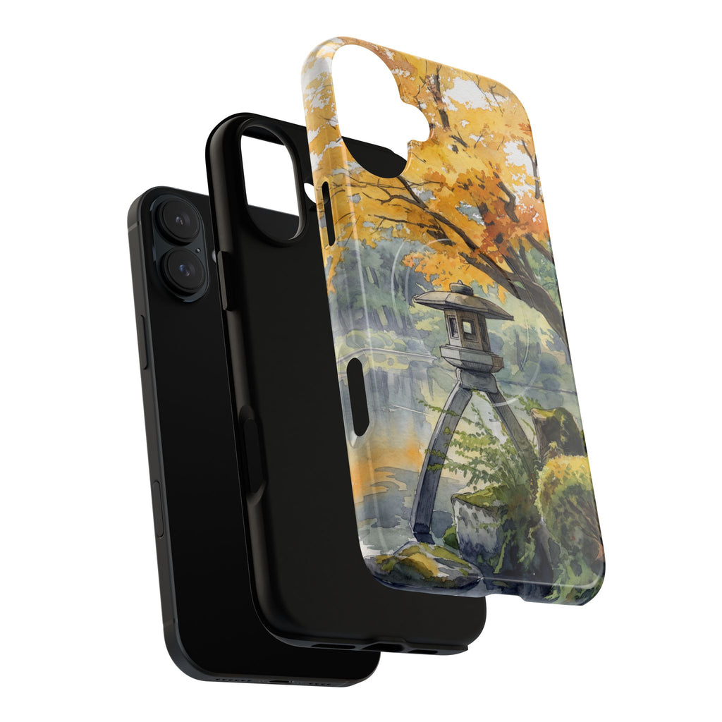Autumn Japanese Garden MagSafe iPhone Case | Scenic Lantern Fall