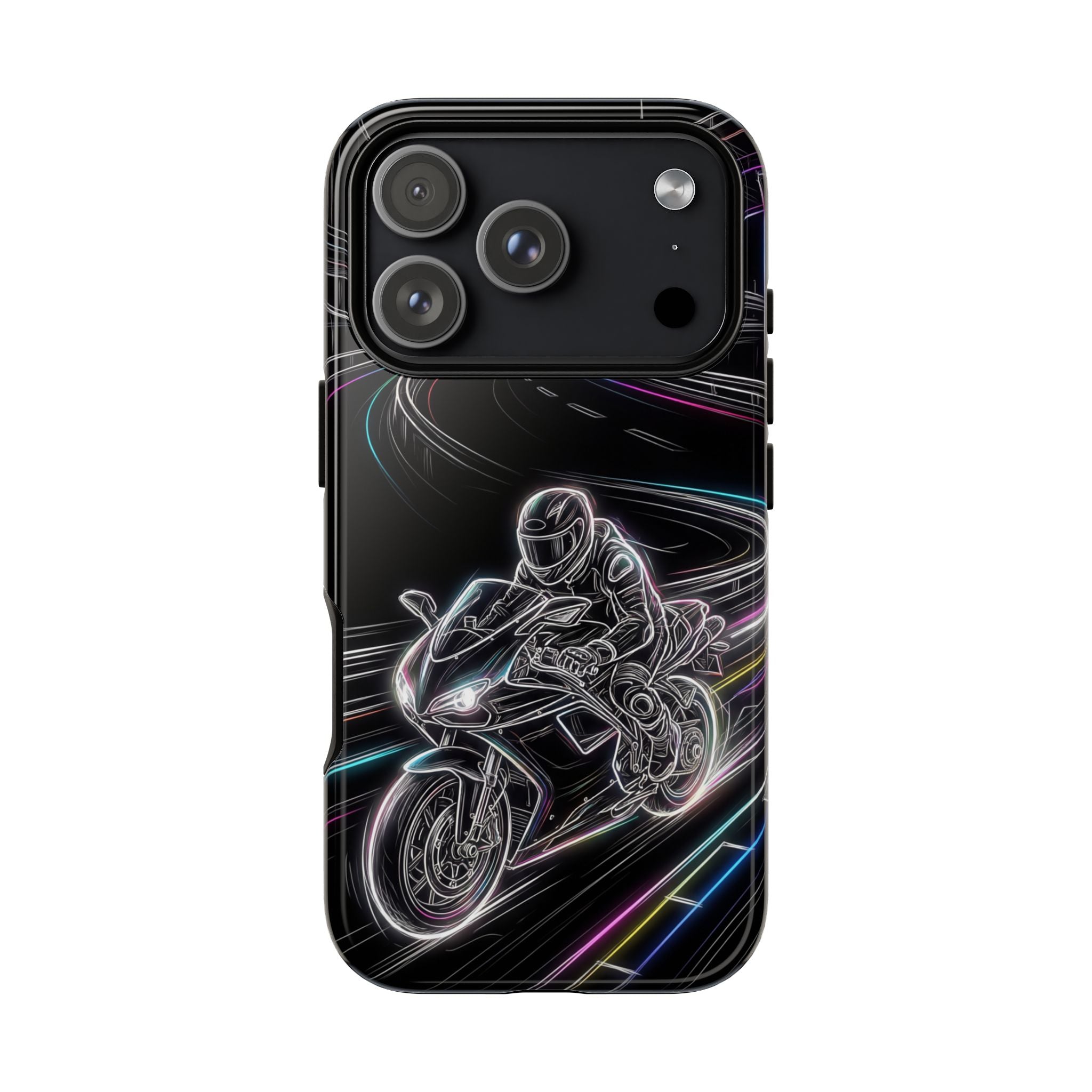 Neon Night Rider iPhone Case | Motorcycle Racing Protective Cover
