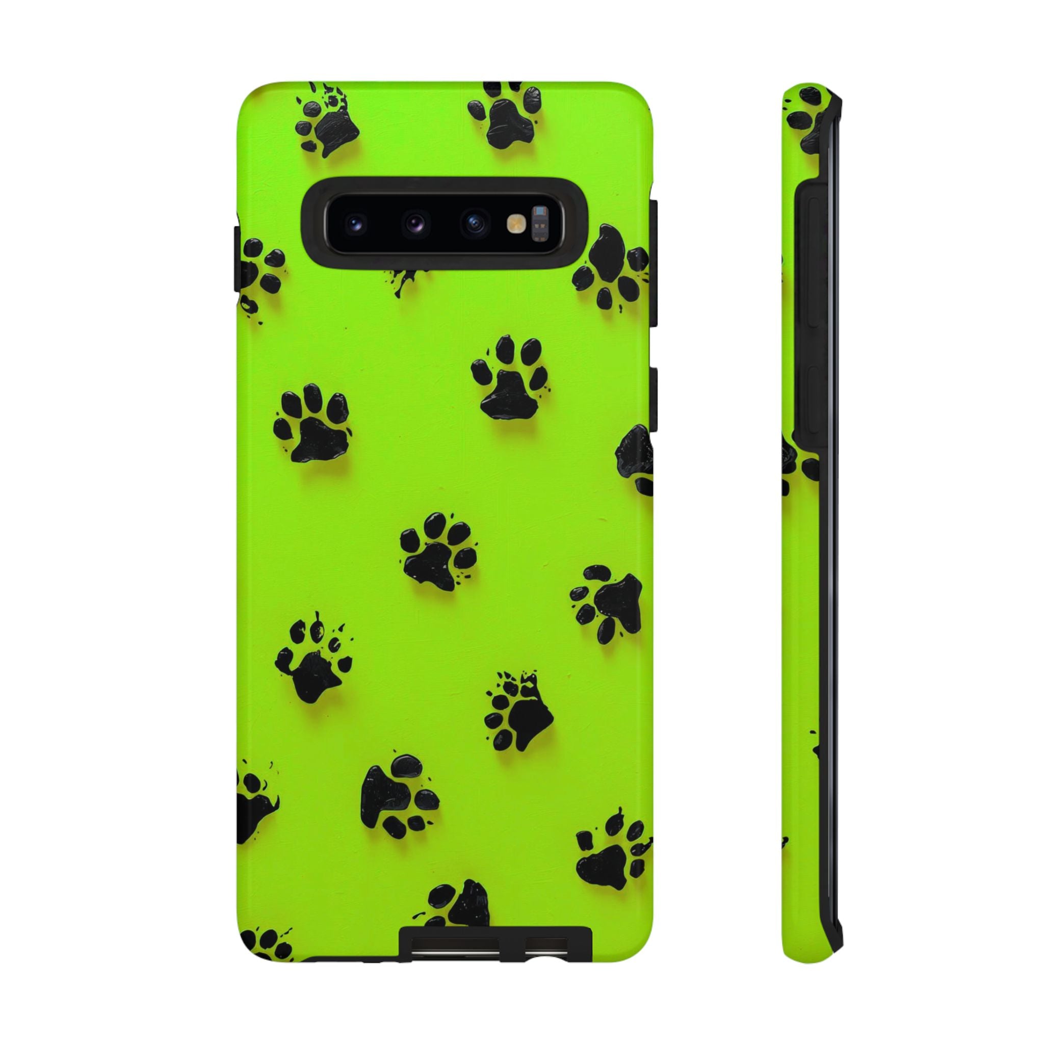 Neon Paw Print Tough Samsung Galaxy Case — Shockproof Pet Lover iPhone Cover