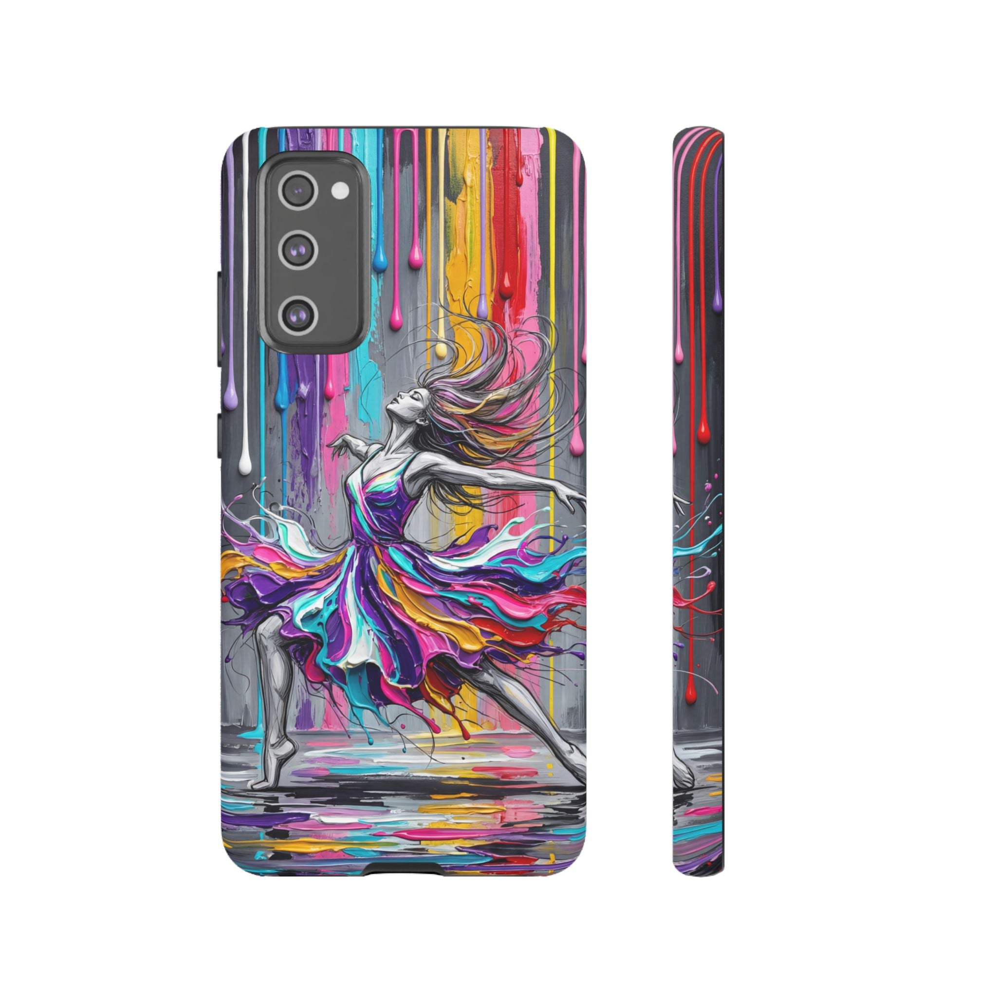 Colorful Dancer Tough Samsung Galaxy Phone Case | Vibrant Drip Art Protective Cover