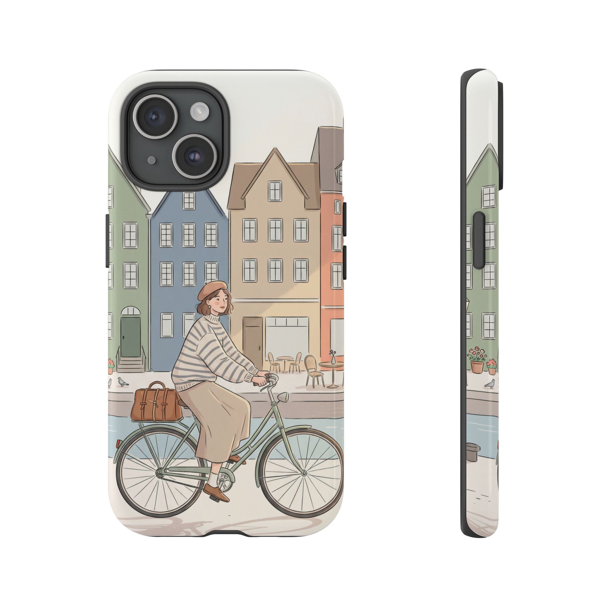 City Bike iPhone Case | Cozy European Street Illustration Tough Cases