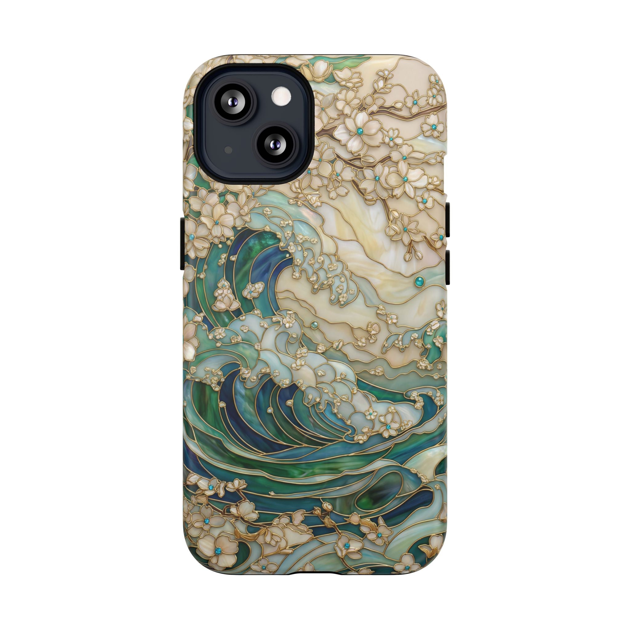 Custodia MagSafe per iPhone Ocean Wave — Custodia resistente con design artistico color acquamarina