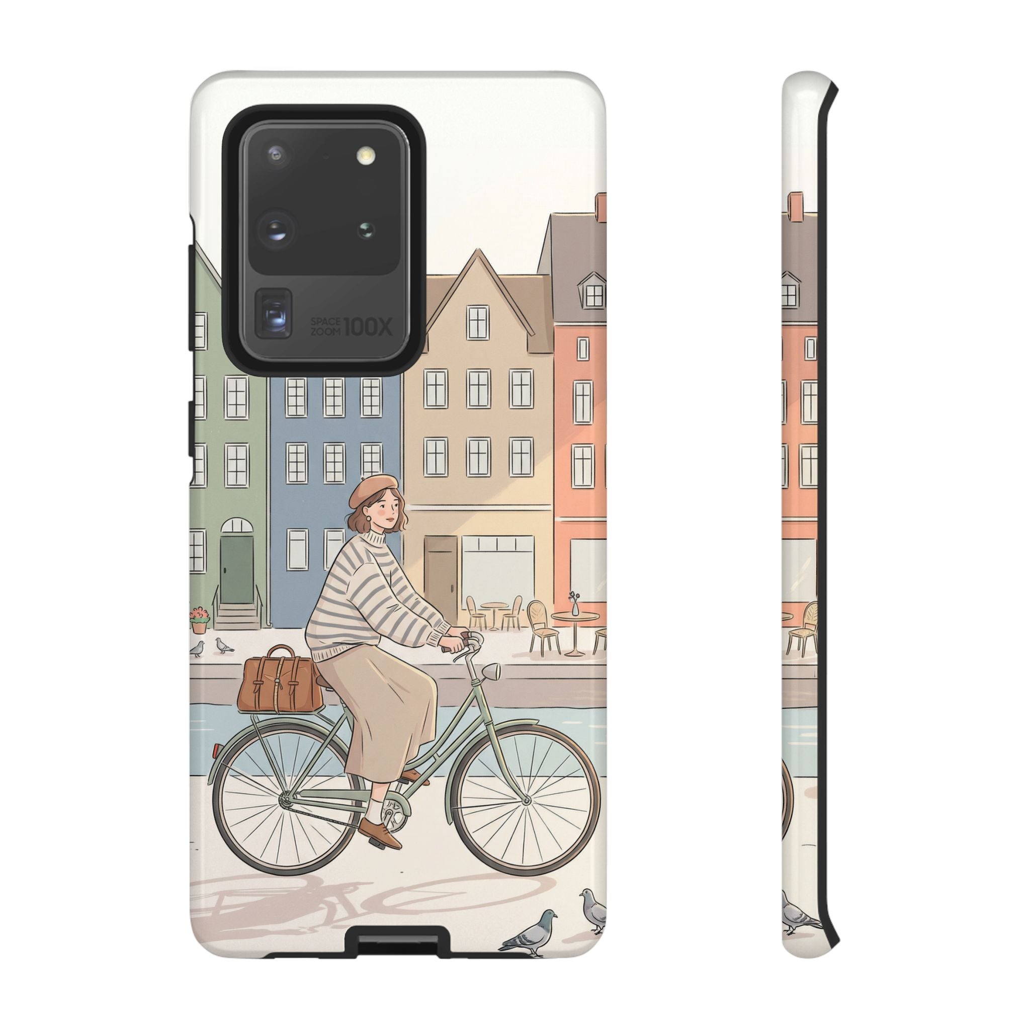 City Bike Samsung Galaxy Phone Case | Cozy European Street Illustration Tough Cases