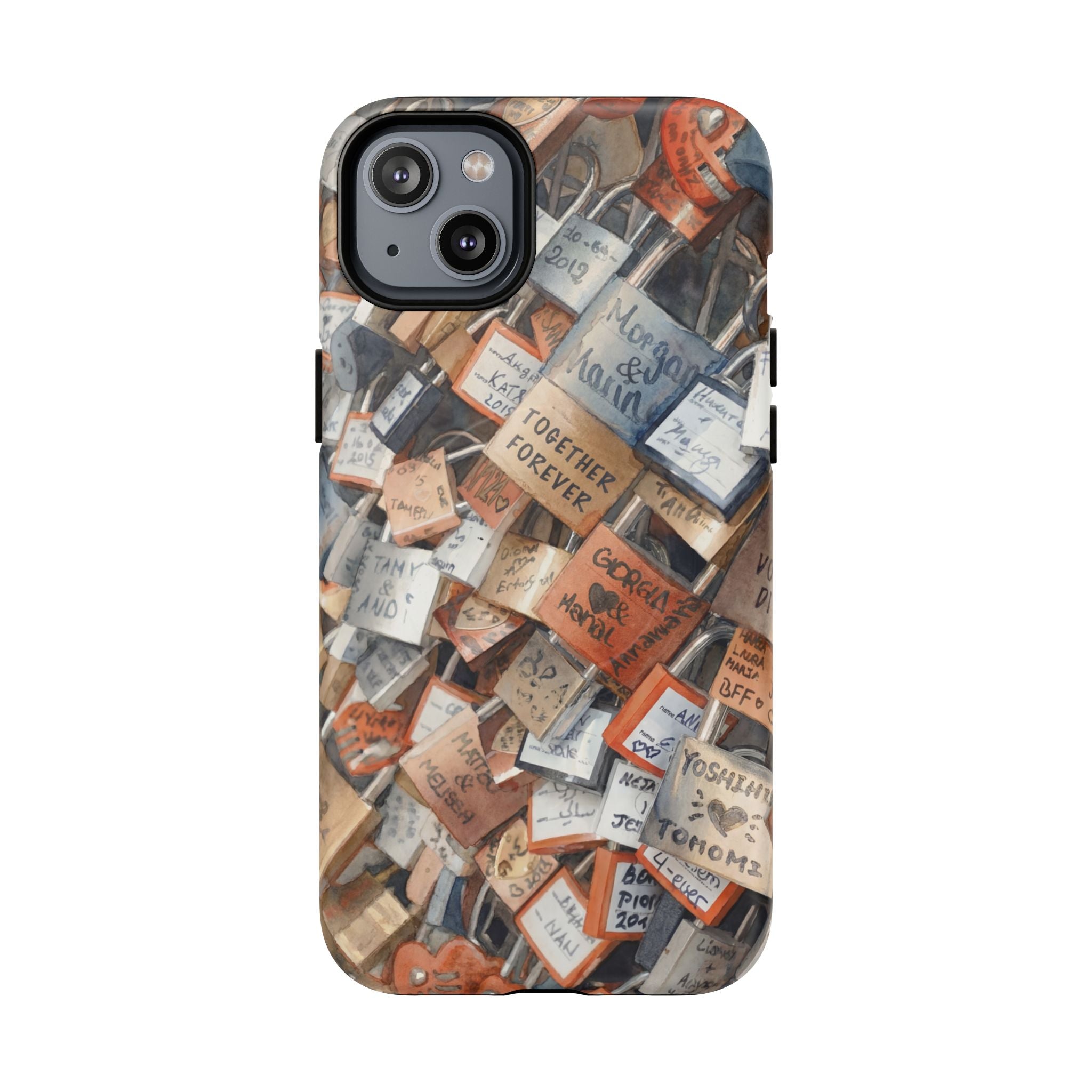 Custodia per iPhone MagSafe resistente con motivo collage di lucchetti dei desideri