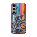 Cyclist Art Samsung Galaxy Phone Case | Colourful Drip Painting Tough Cases