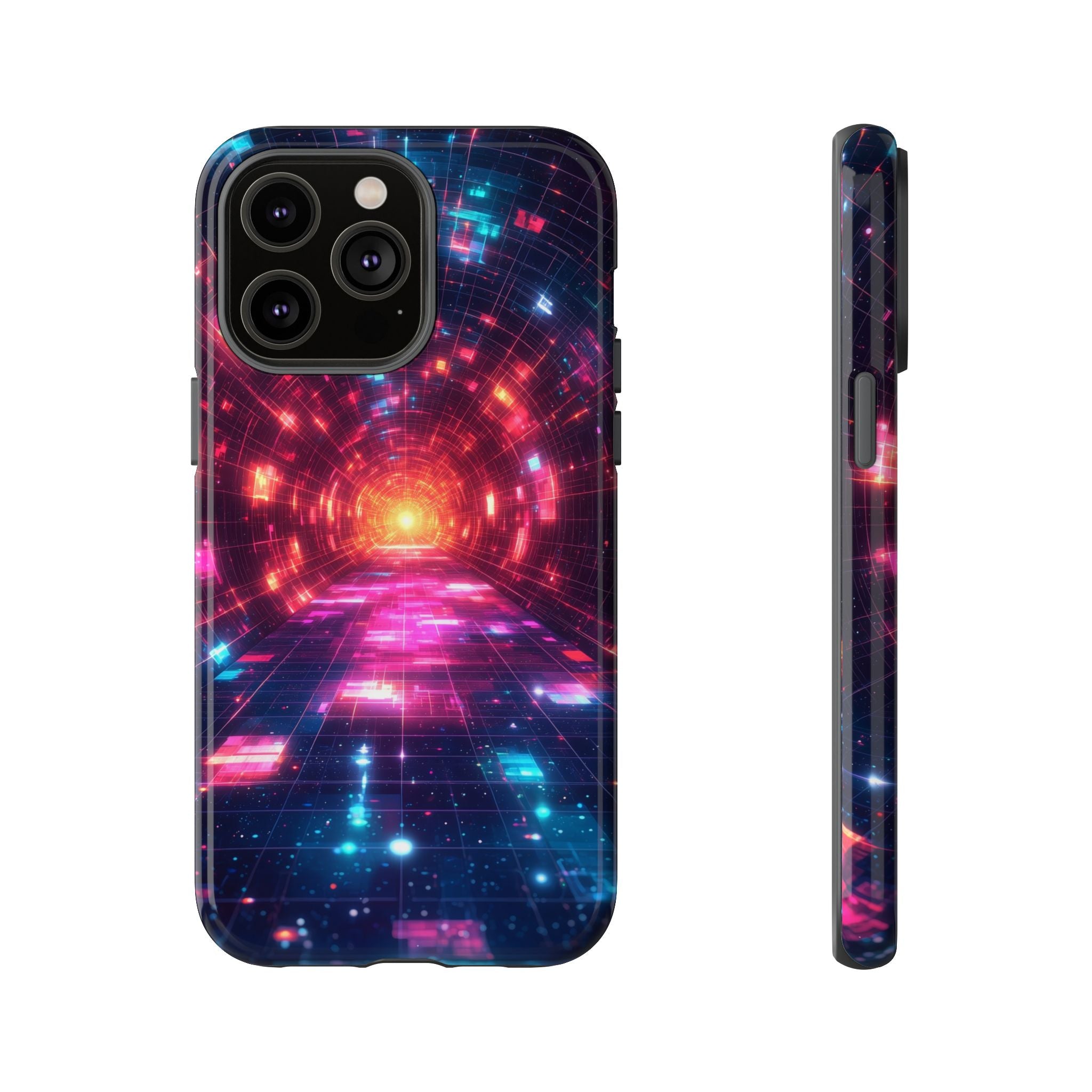 Neon Tunnel Tough iPhone Case — Retro Futuristic Galaxy Design