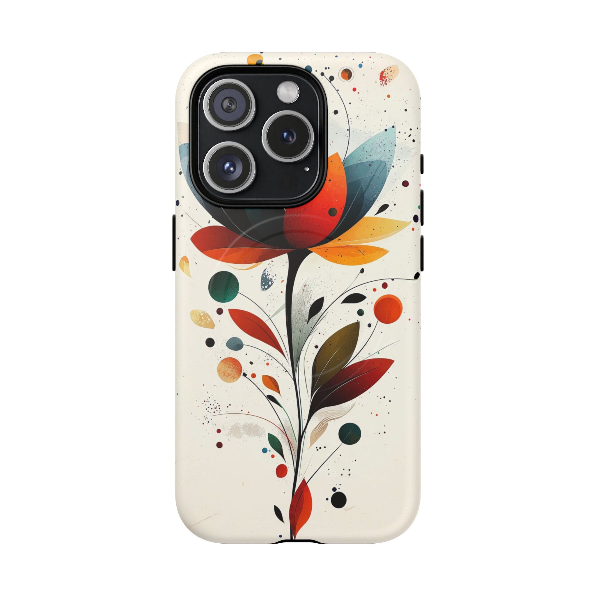 Custodia MagSafe resistente per iPhone con motivo astratto floreale | Arte del loto colorato