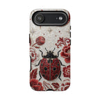 Cover iPhone Floreale Coccinella | Custodia Protettiva Rigida Vintage con Maggiolino Rosso