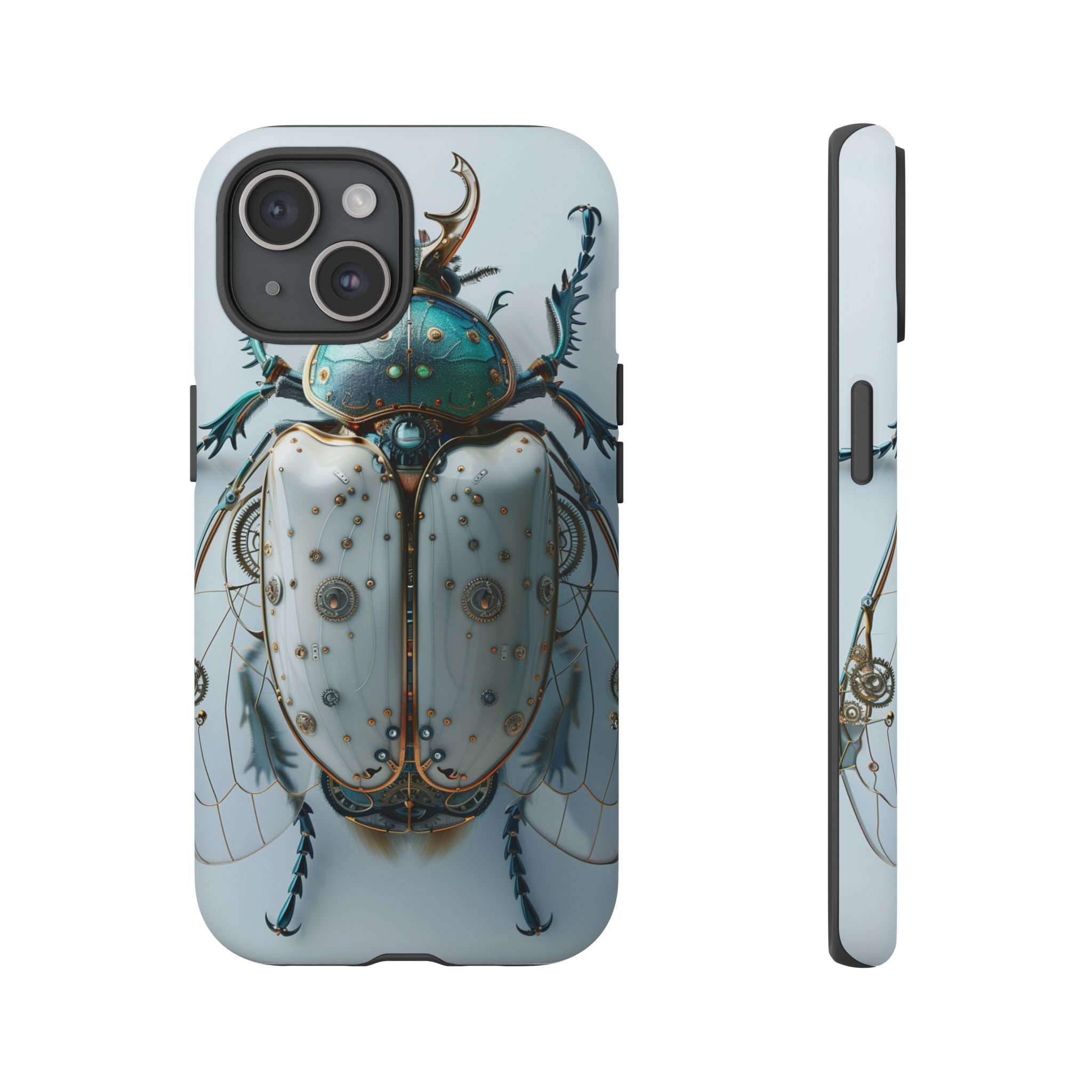 Steampunk White Beetle Protective Tough iPhone Case