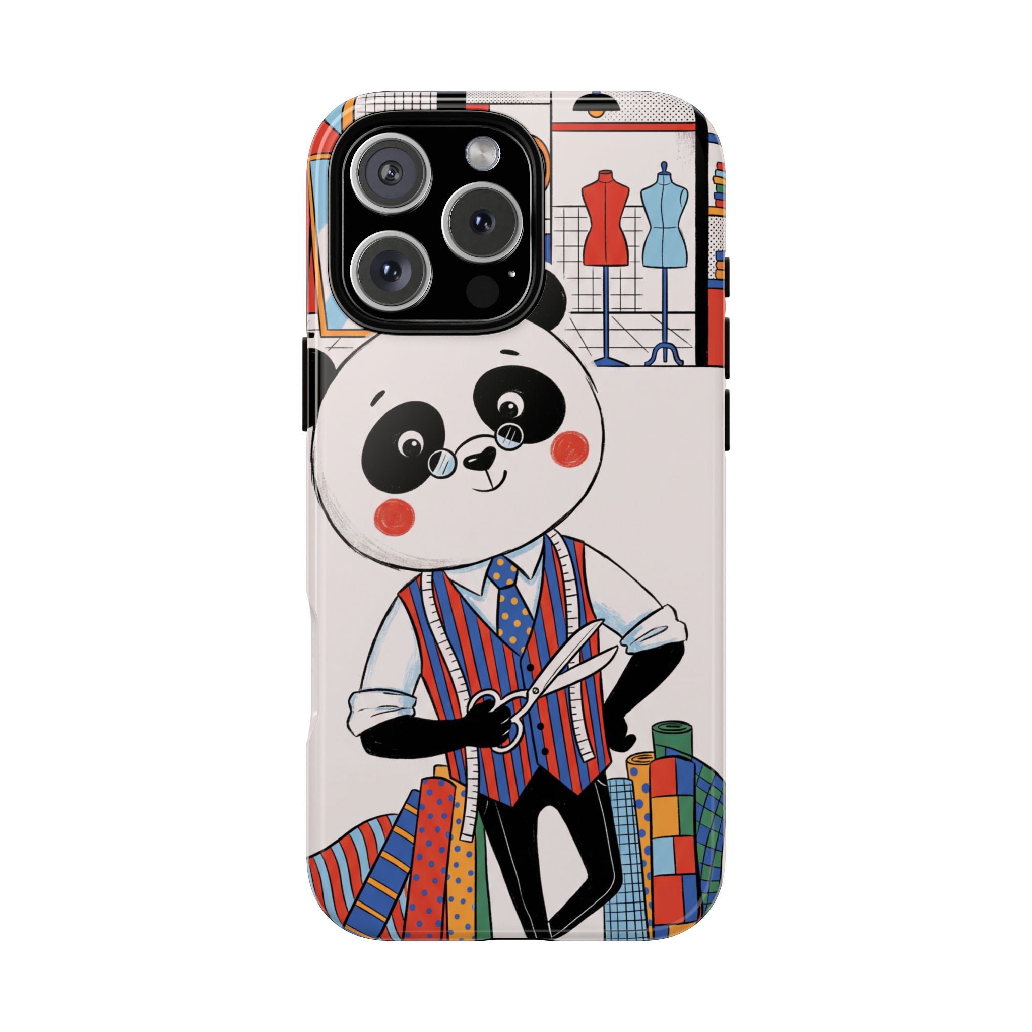 Panda Tailor iPhone Case | Cute Seamstress Cartoon