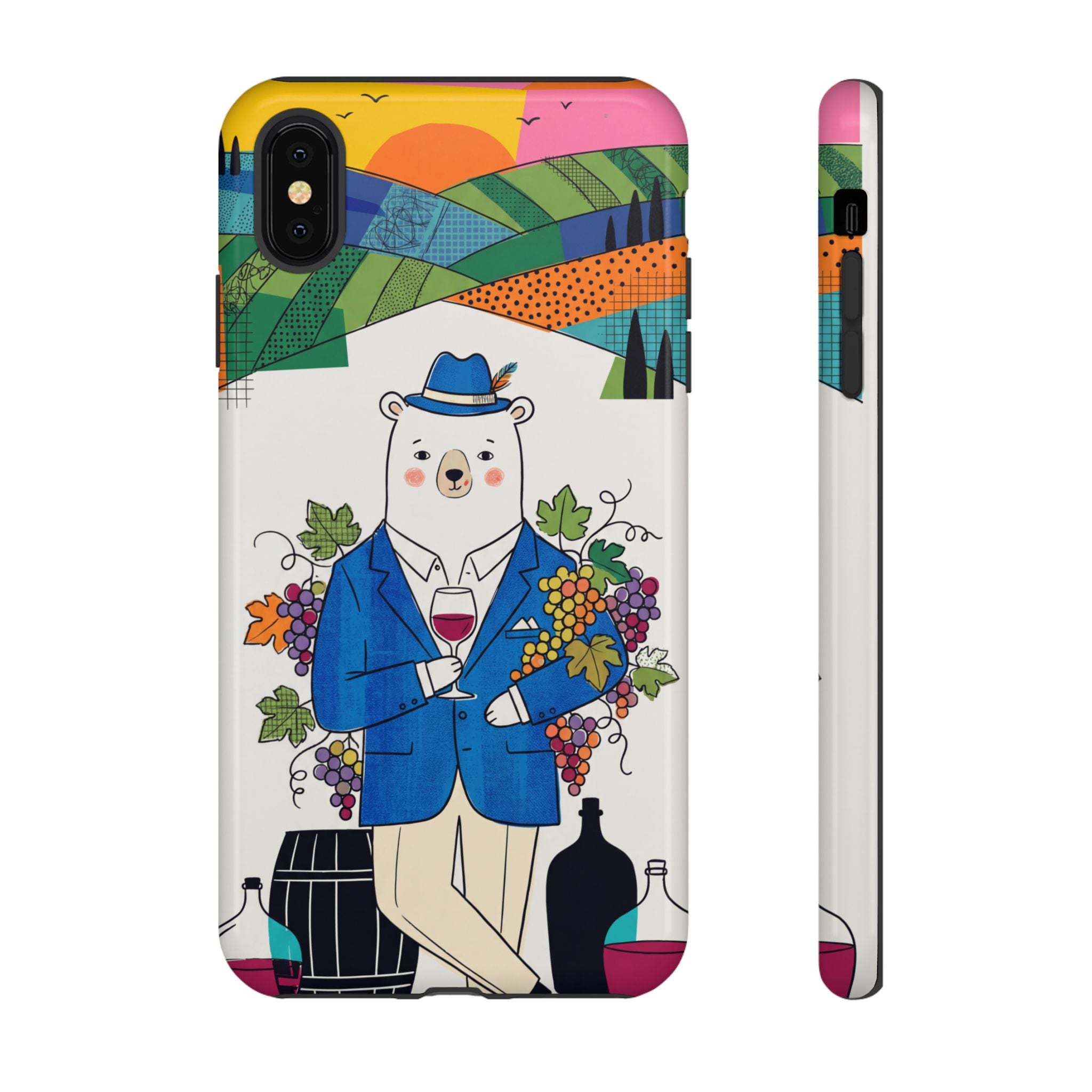 Dapper Polar Bear Wine Lover Illustrated Protective iPhone Case