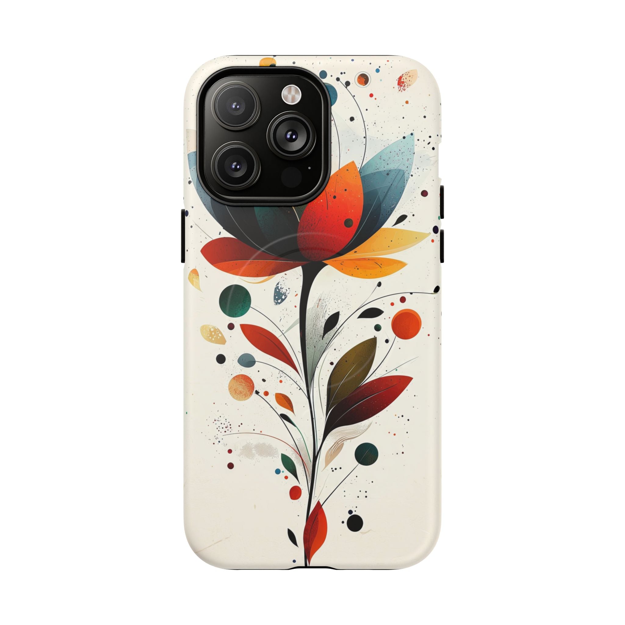 Custodia MagSafe resistente per iPhone con motivo astratto floreale | Arte del loto colorato