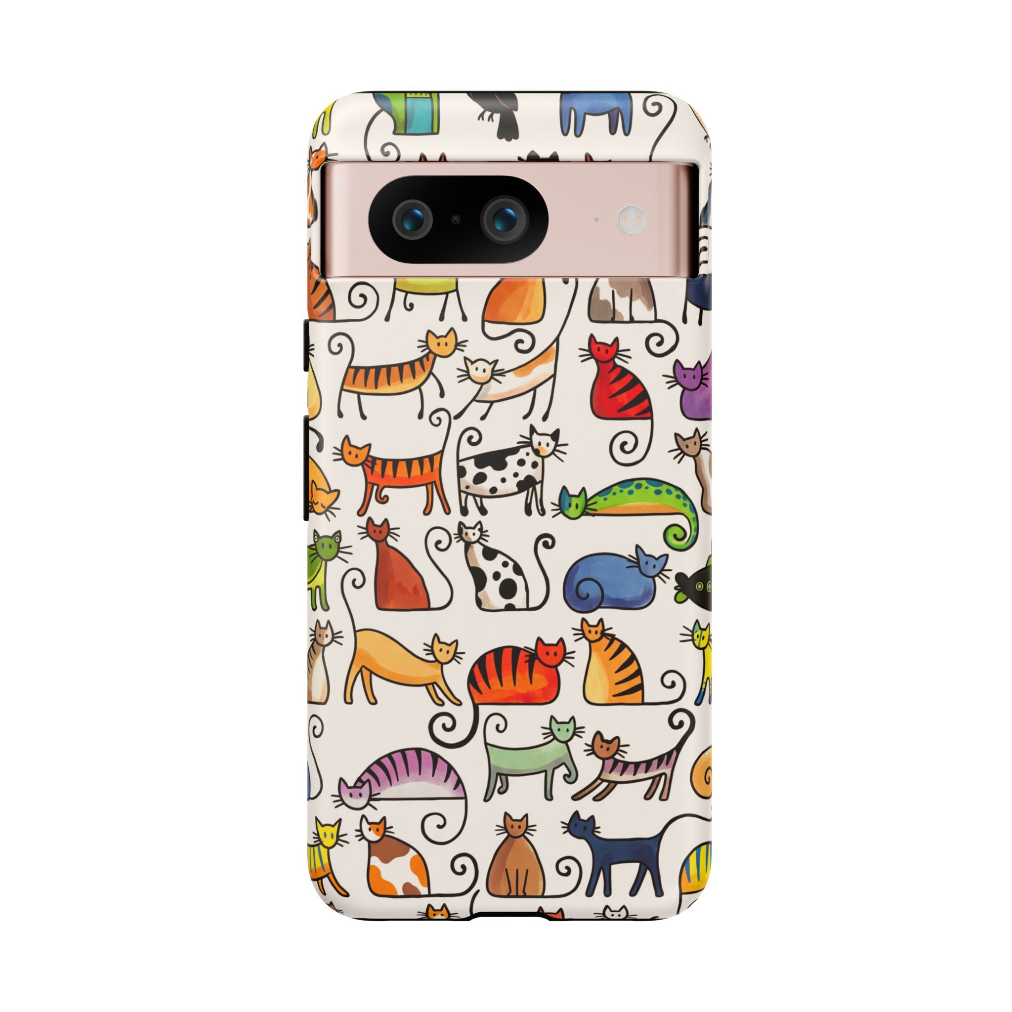 Cat Pattern Tough Google Pixel Case | Colourful Cartoon Cats