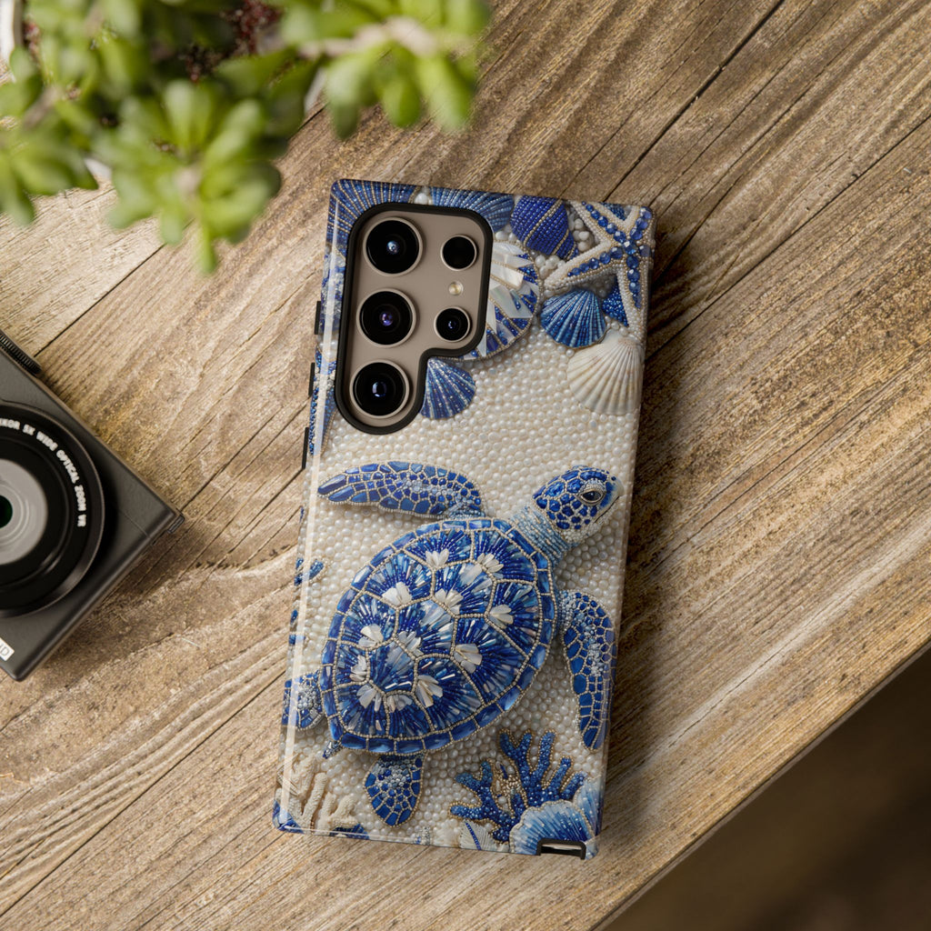 Sea Turtle Blue Ceramic Pattern Samsung Galaxy Phone Case