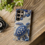 Sea Turtle Blue Ceramic Pattern Samsung Galaxy Phone Case