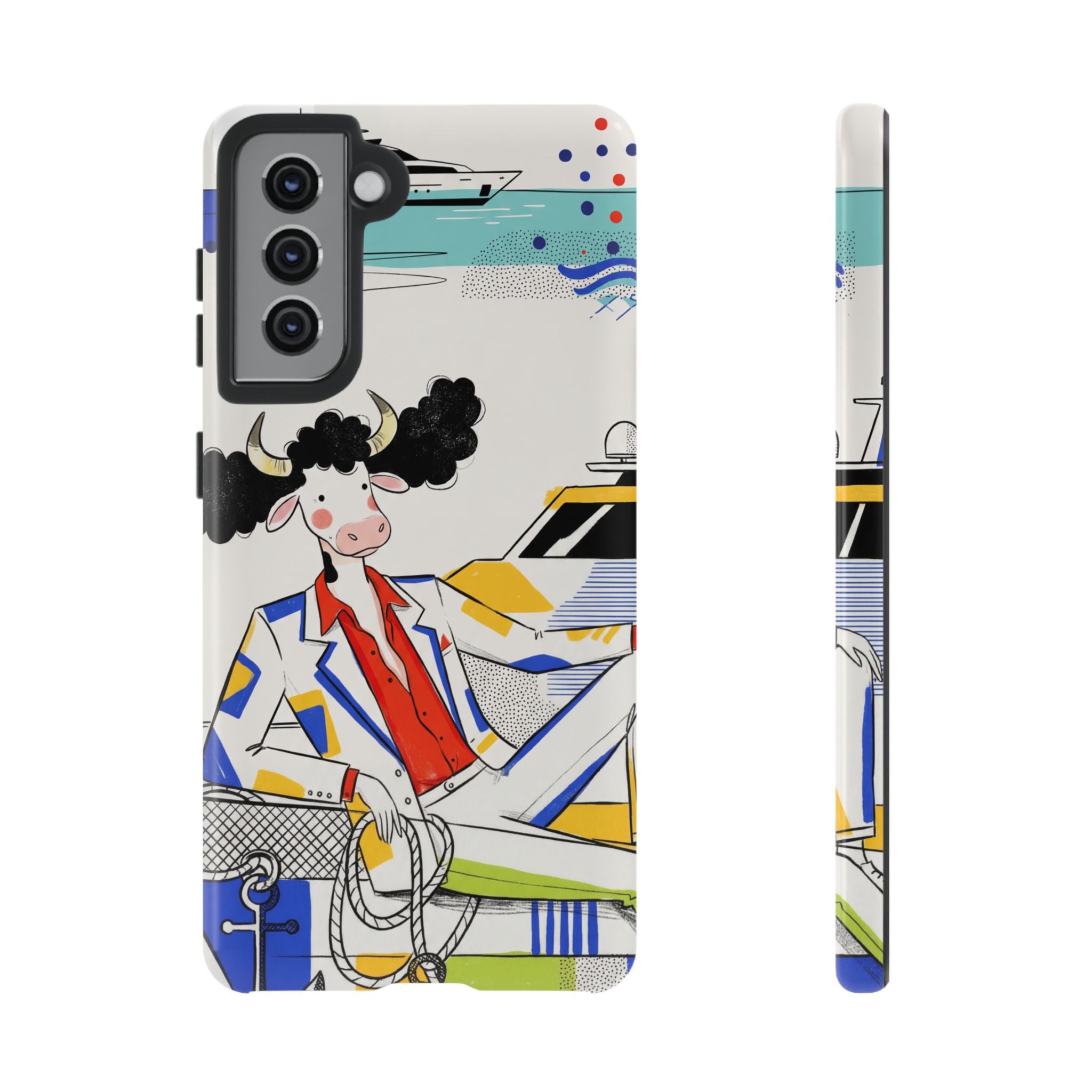 Nautical Cow Graphic Protective Samsung Galaxy Phone Case