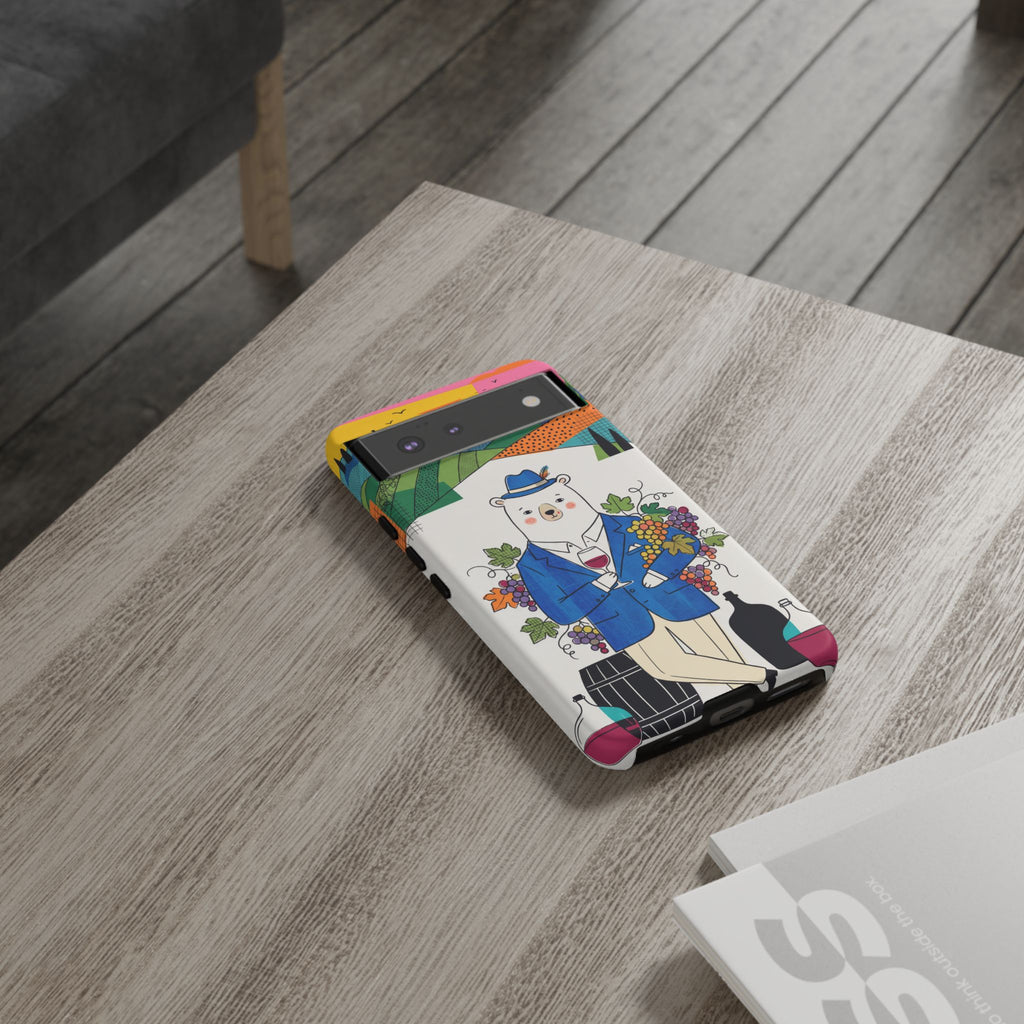 Dapper Polar Bear Wine Lover Illustrated Protective Google Pixel Phone Case