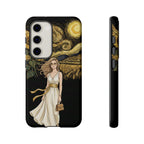 Cover per telefono Samsung Galaxy "Notte di girasoli" | Donna in abito fluente stile Van Gogh