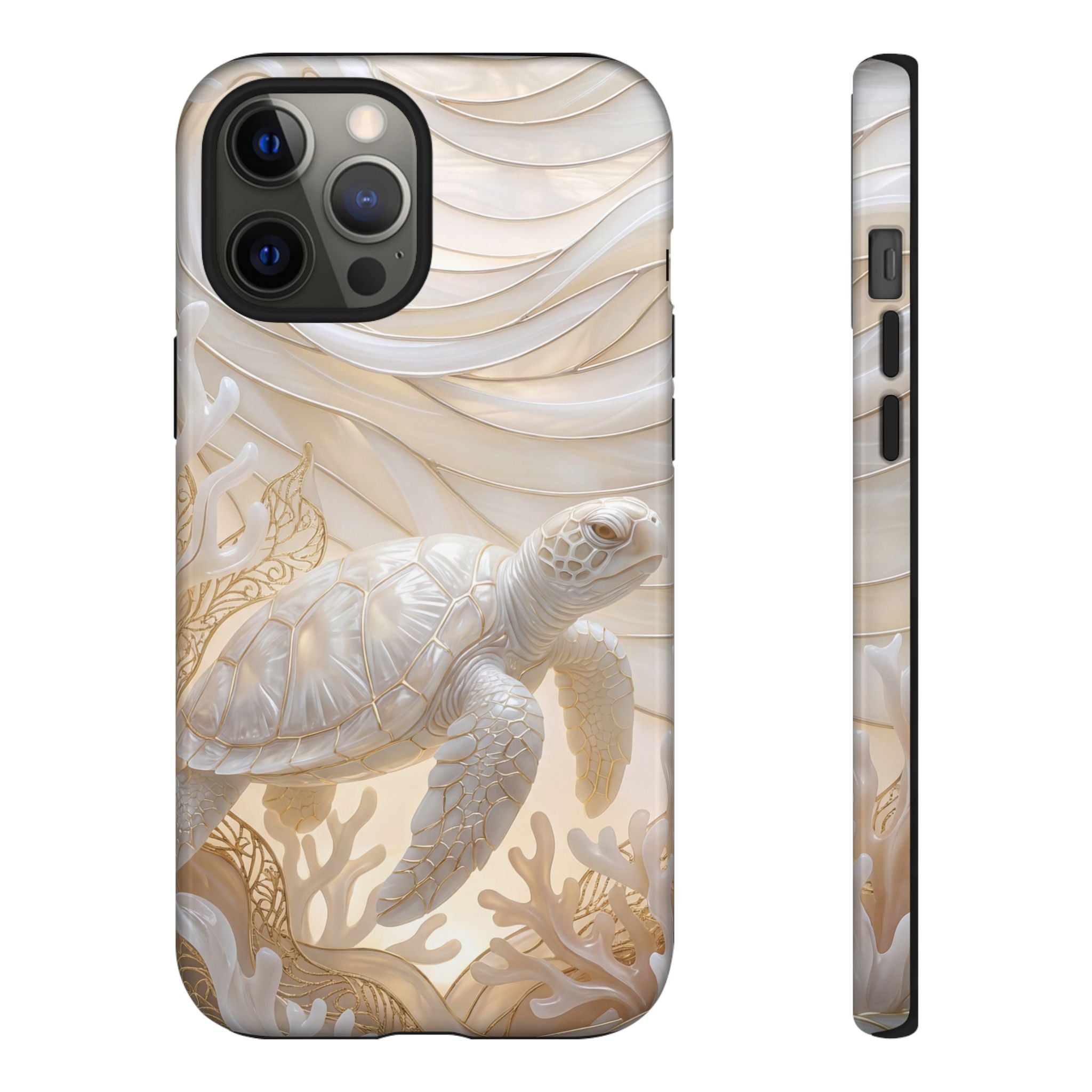 Sea Turtle Tough iPhone Case — Elegant Nautical Coral Design