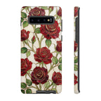 Custodia resistente per Samsung Galaxy con motivo floreale vintage a rosa rossa