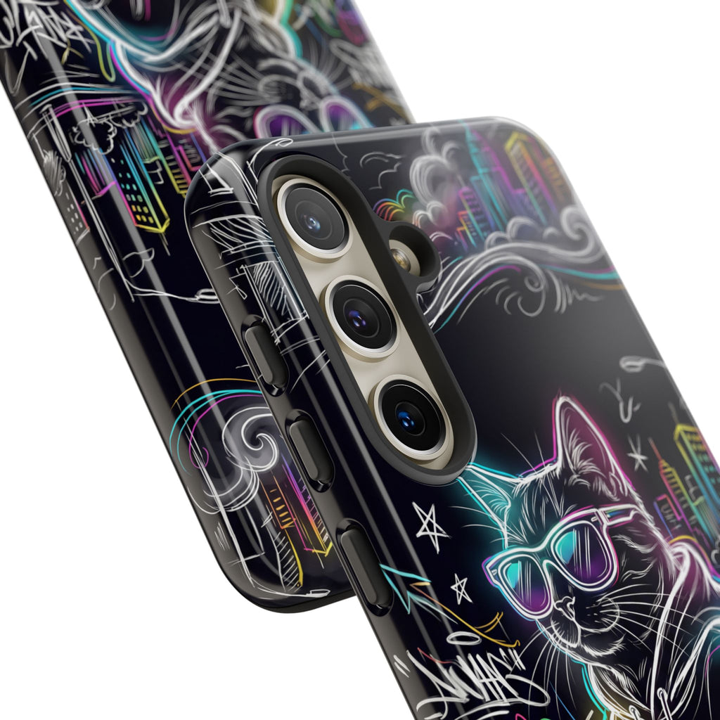 Cool Hoodie Neon Street Cat Samsung Galaxy Phone Case