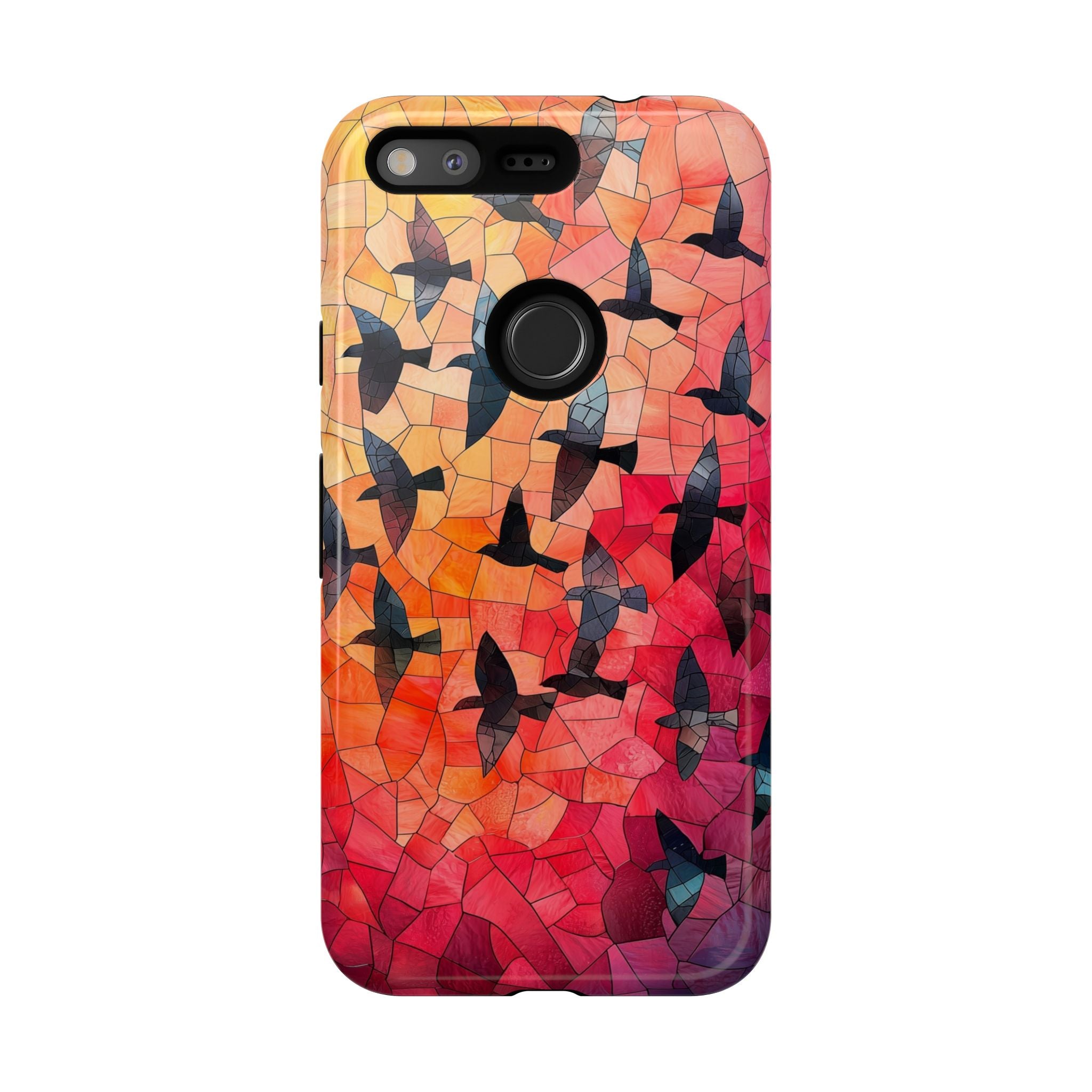 Stained Glass Mosaic Sunset Birds Google Pixel Case