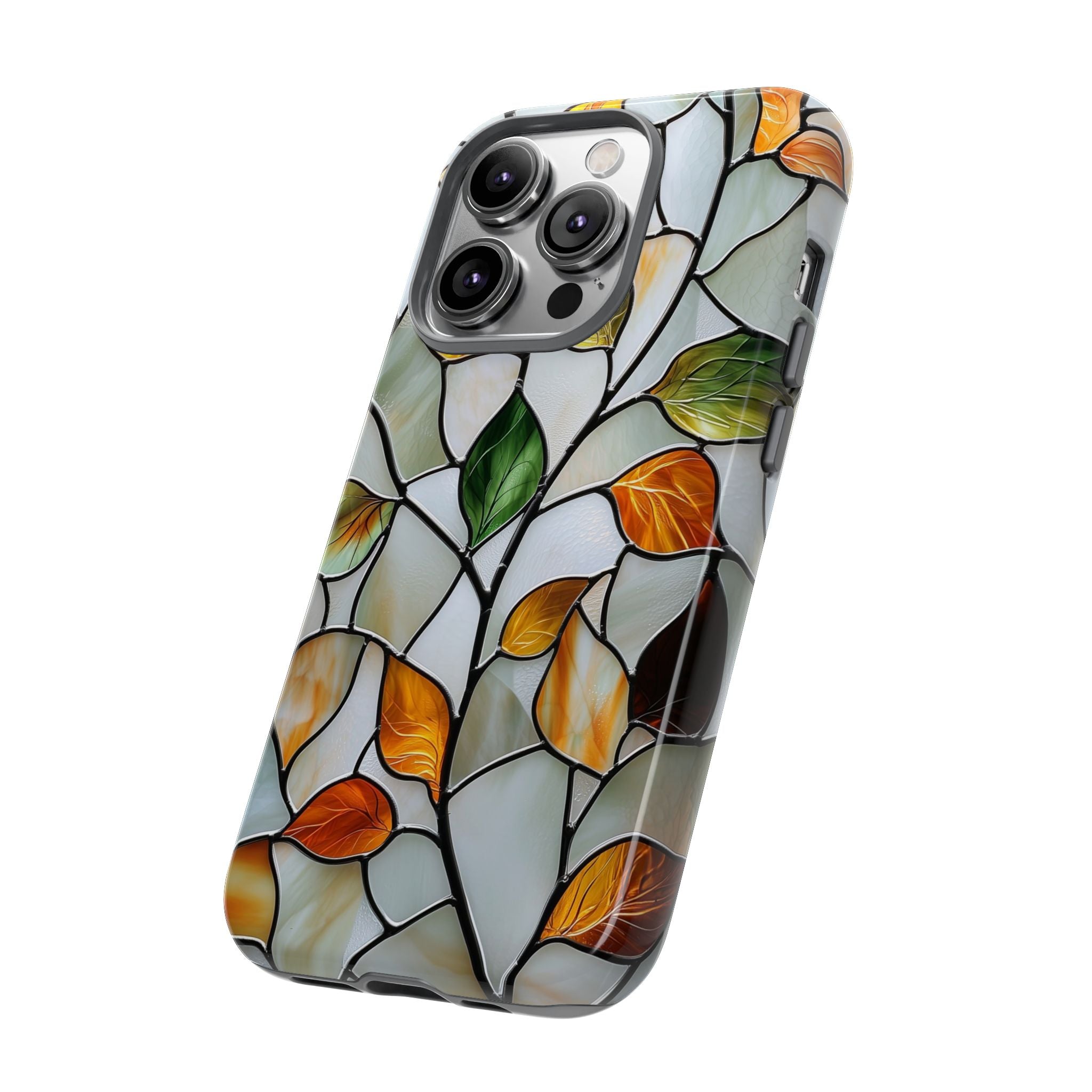 Stained Glass Autumn Leaves Mosaic iPhone Case