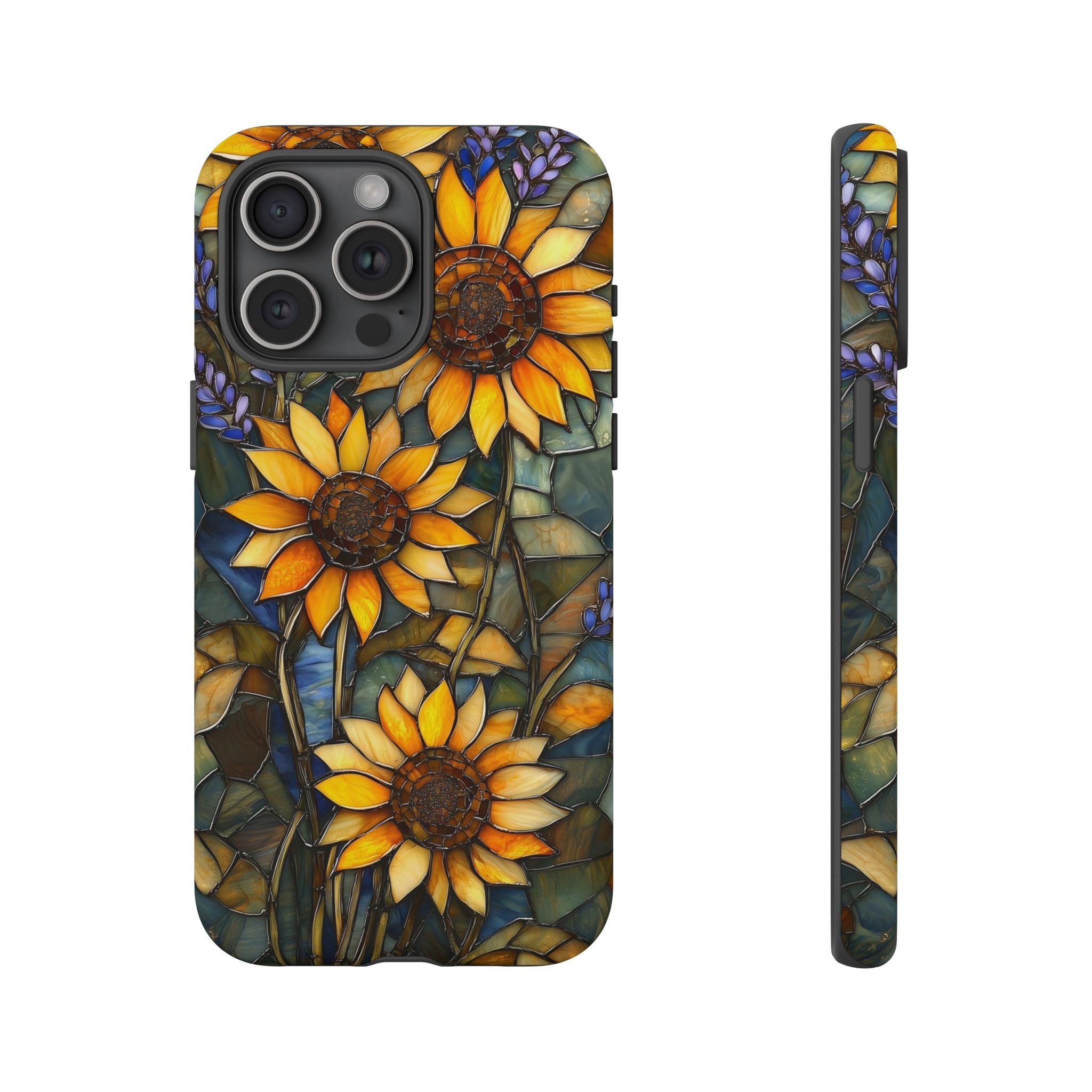 Sunflower Stained Glass Tough iPhone Case | Floral Protective Cover