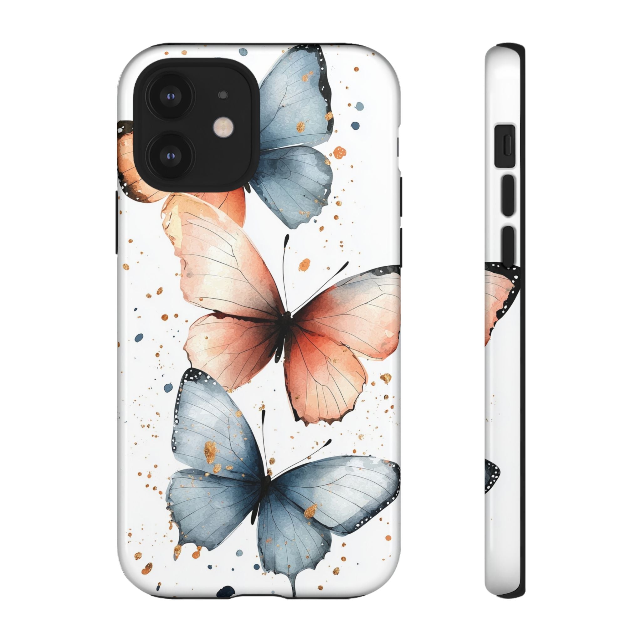 Watercolour Blue & Peach Butterfly Tough iPhone Case