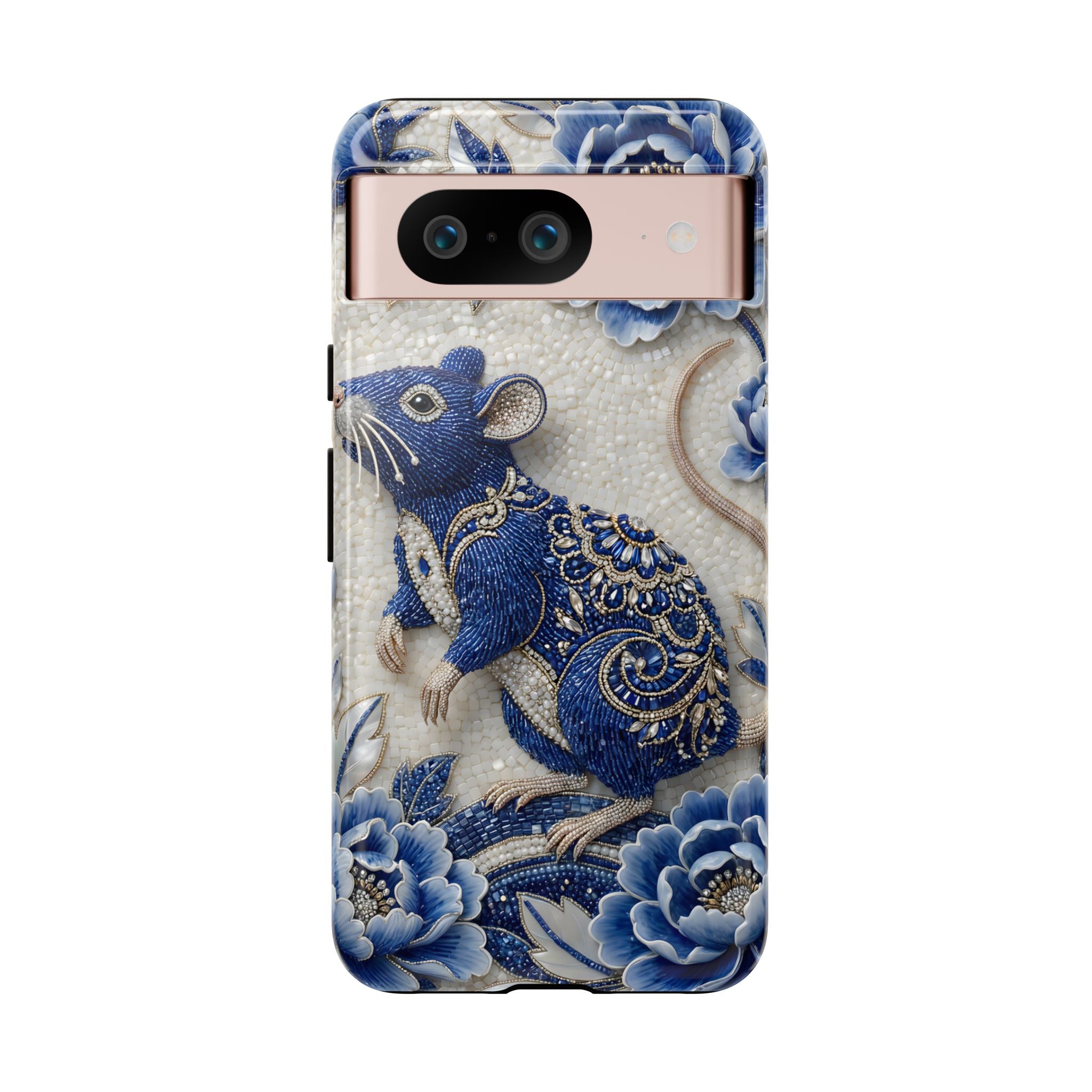 Asian Zodiac Rat Google Pixel Phone Case | Blue & White Porcelain Art Slim Protective iPhone Case | Year of the Rat Gift