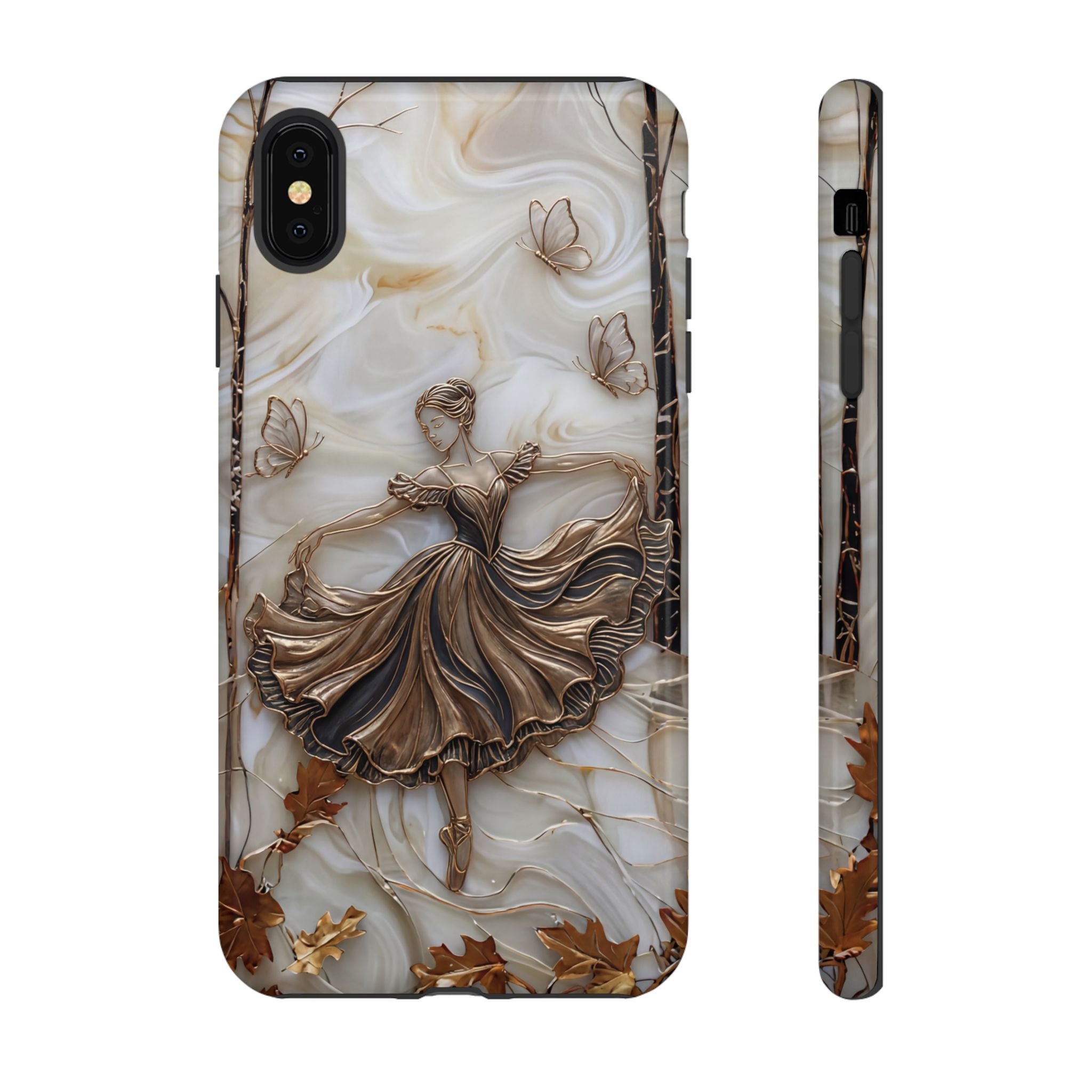 Elegant Bronze Ballerina Dance Design iPhone Case