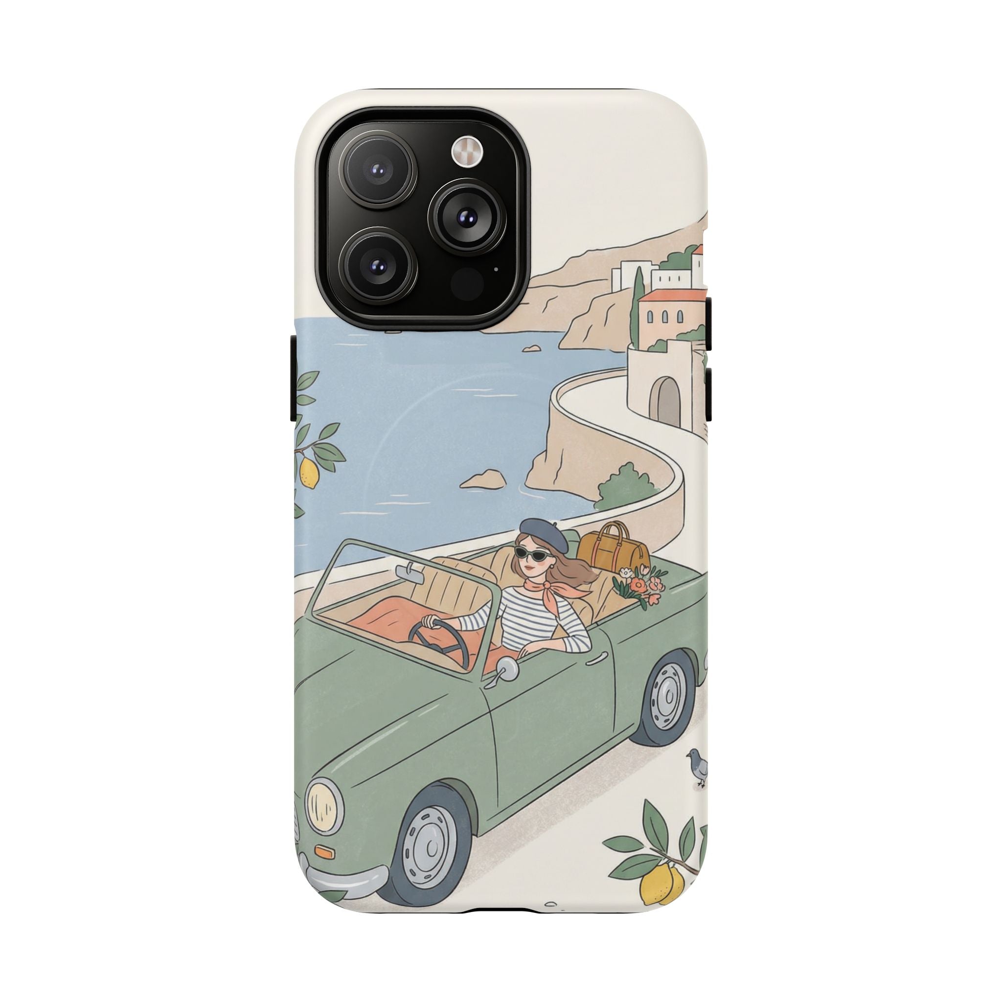 Retro Coastal Road Trip Design MagSafe iPhone Case