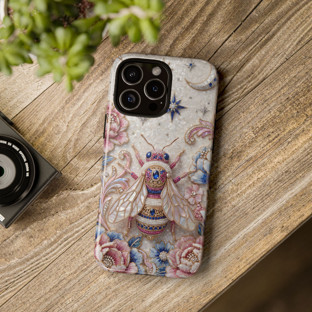 Floral Bee Moon Tough iPhone Case | Protective Artistic iPhone Cover