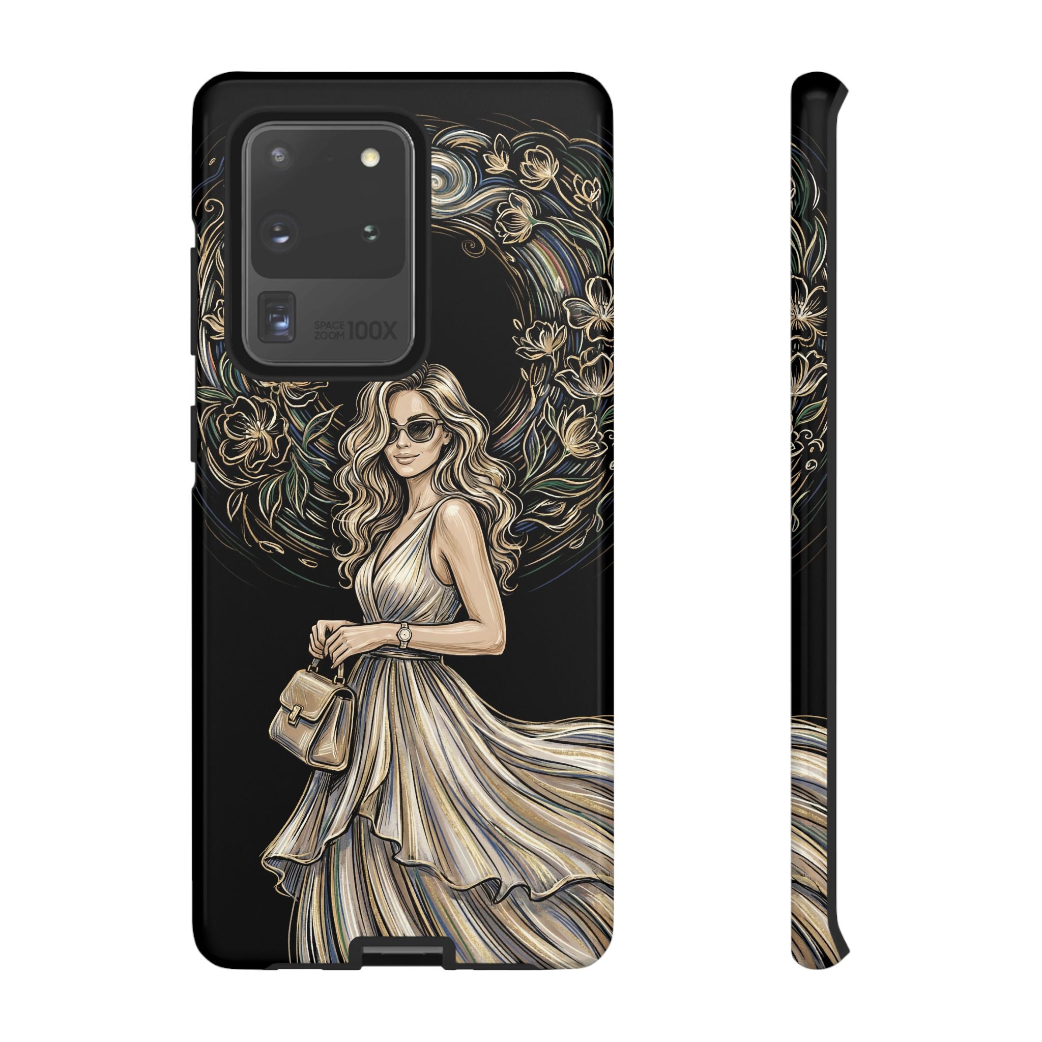 Stylish Woman Floral Wreath Tough Samsung Galaxy Phone Case