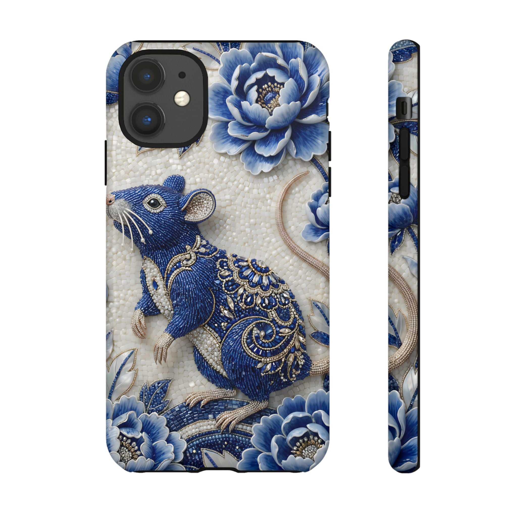 Asian Zodiac Rat iPhone Case | Blue & White Porcelain Art Slim Protective iPhone Case | Year of the Rat Gift