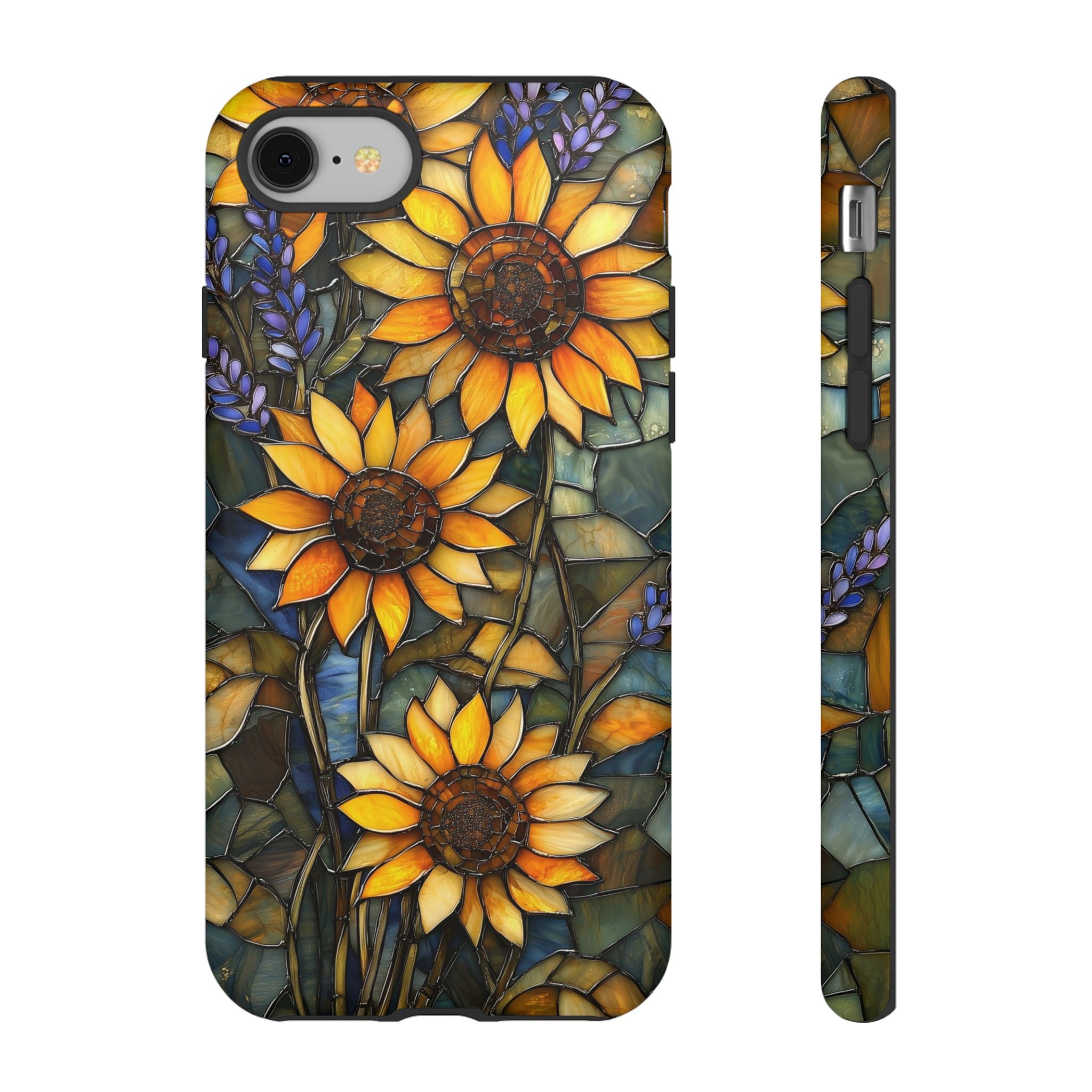 Sunflower Stained Glass Tough iPhone Case | Floral Protective Cover