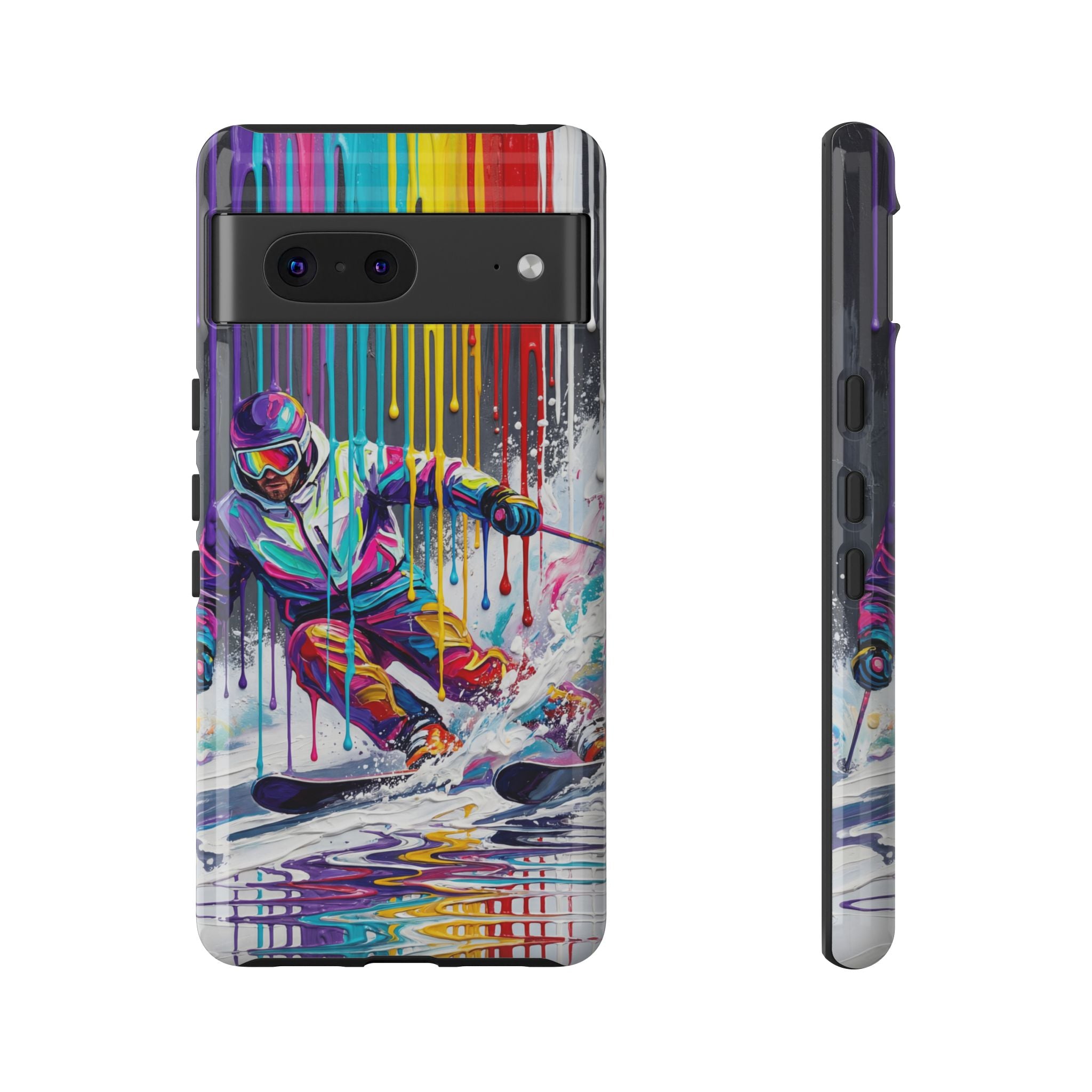 Colourful Skiing Drip Art Tough Google Pixel Phone Case