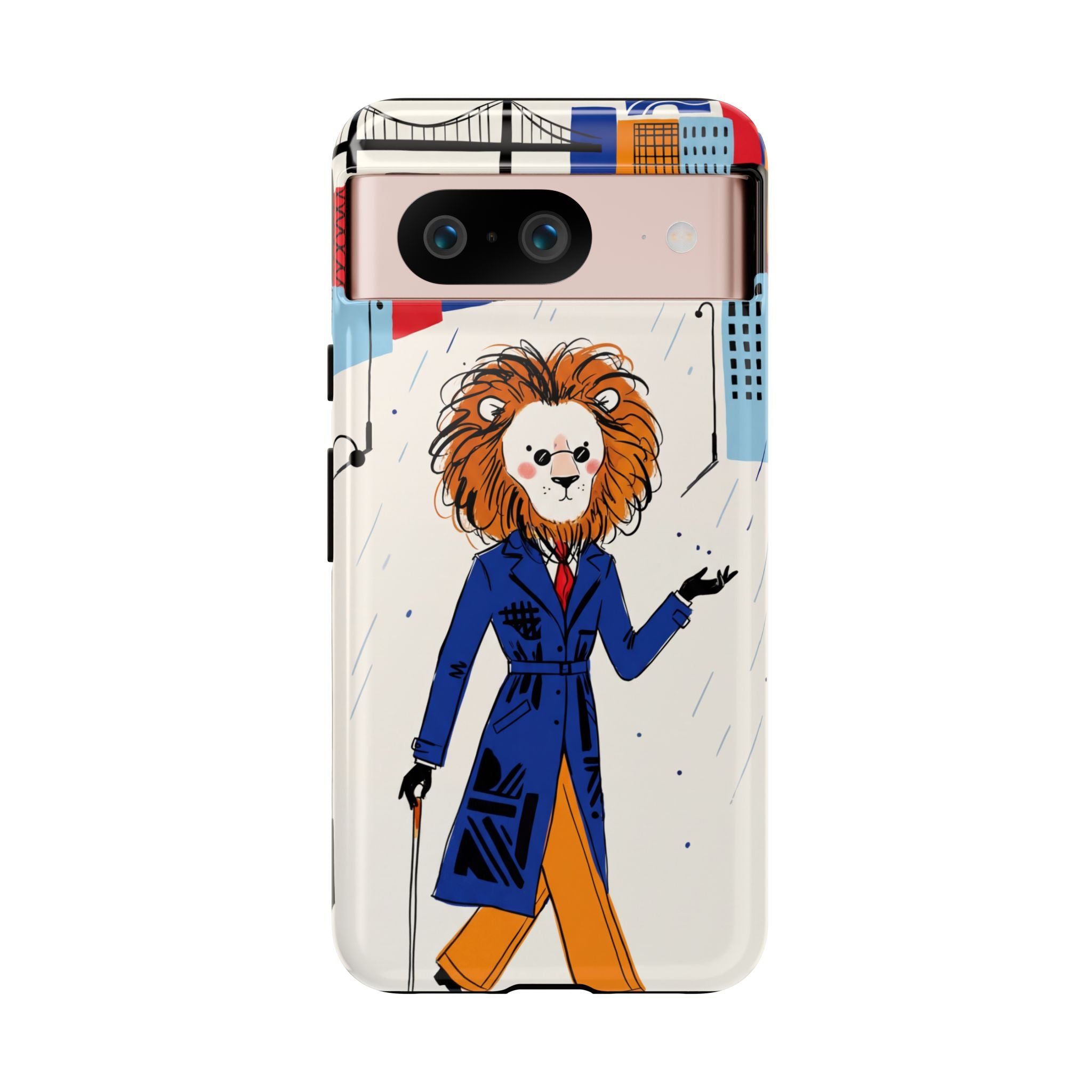 Lion Gentleman Google Pixel Phone Case | Dapper Lion in City Rain